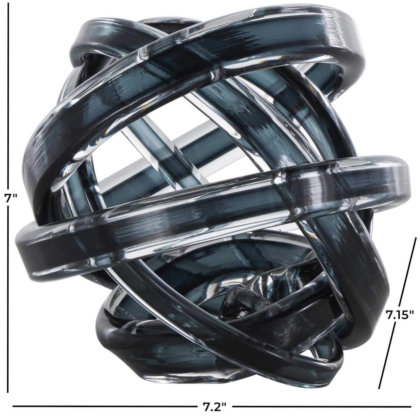 Deco 79 Glass Knot Decorative Sculpture Brushed Ombre Twisted Home Decor Statue, Accent Figurine 7" x 7" x 7", Dark Blue