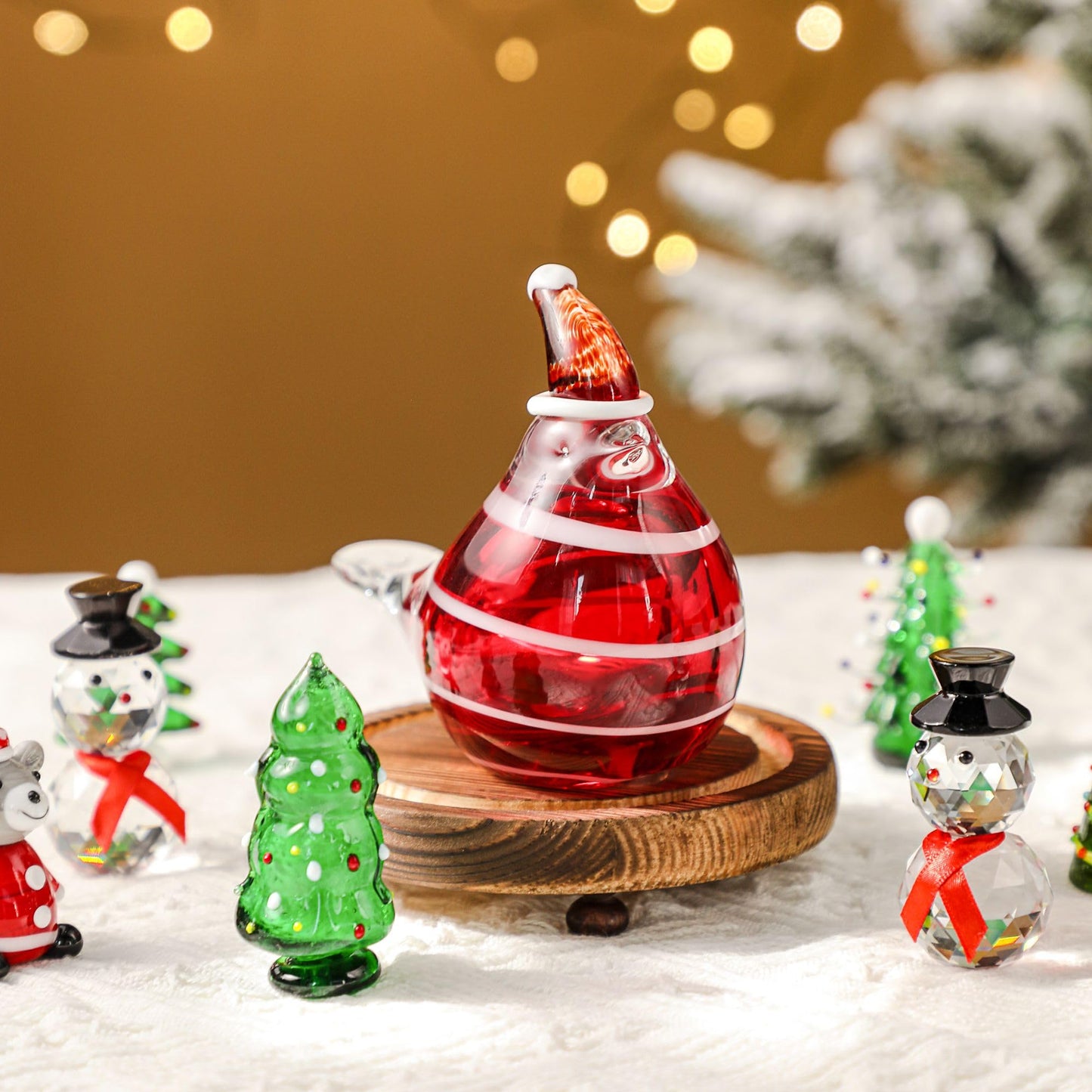 QFkris Hand Blown Glass Cardinal Bird Figurine Christmas Bird Figurines, 5" Art Crystal Birds Christmas Ornaments for Christmas Home Decoration Cardinal Paper Weight Collectible