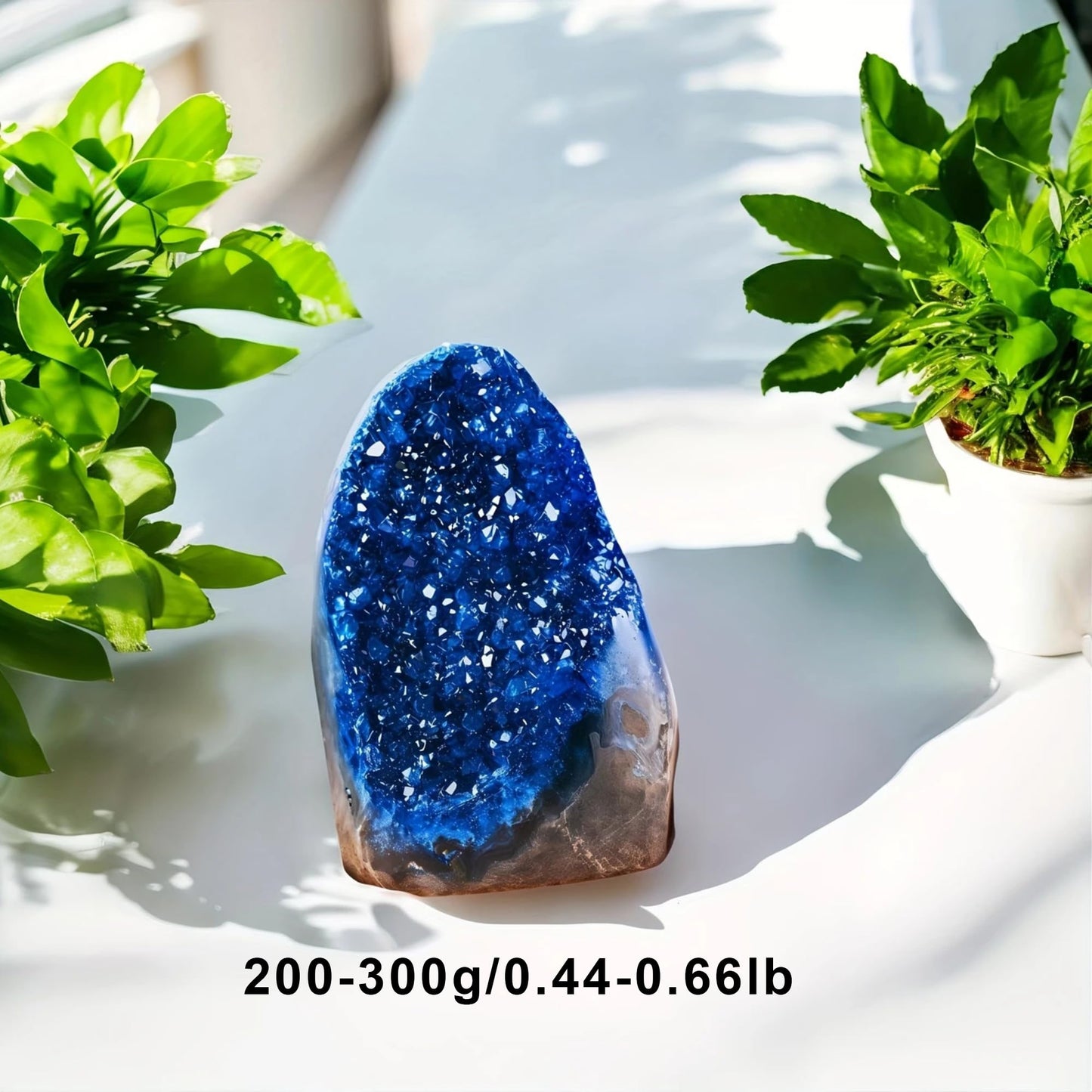 CrystalHola 200-700g Selected Raw Geode Quartz Cluster Home Feng Shui Ornaments Energy Stone Healing Tools Meditation Feng Shui Decoration,Stone Display Piece, Mineral Specimen (Blue, 200-300g)