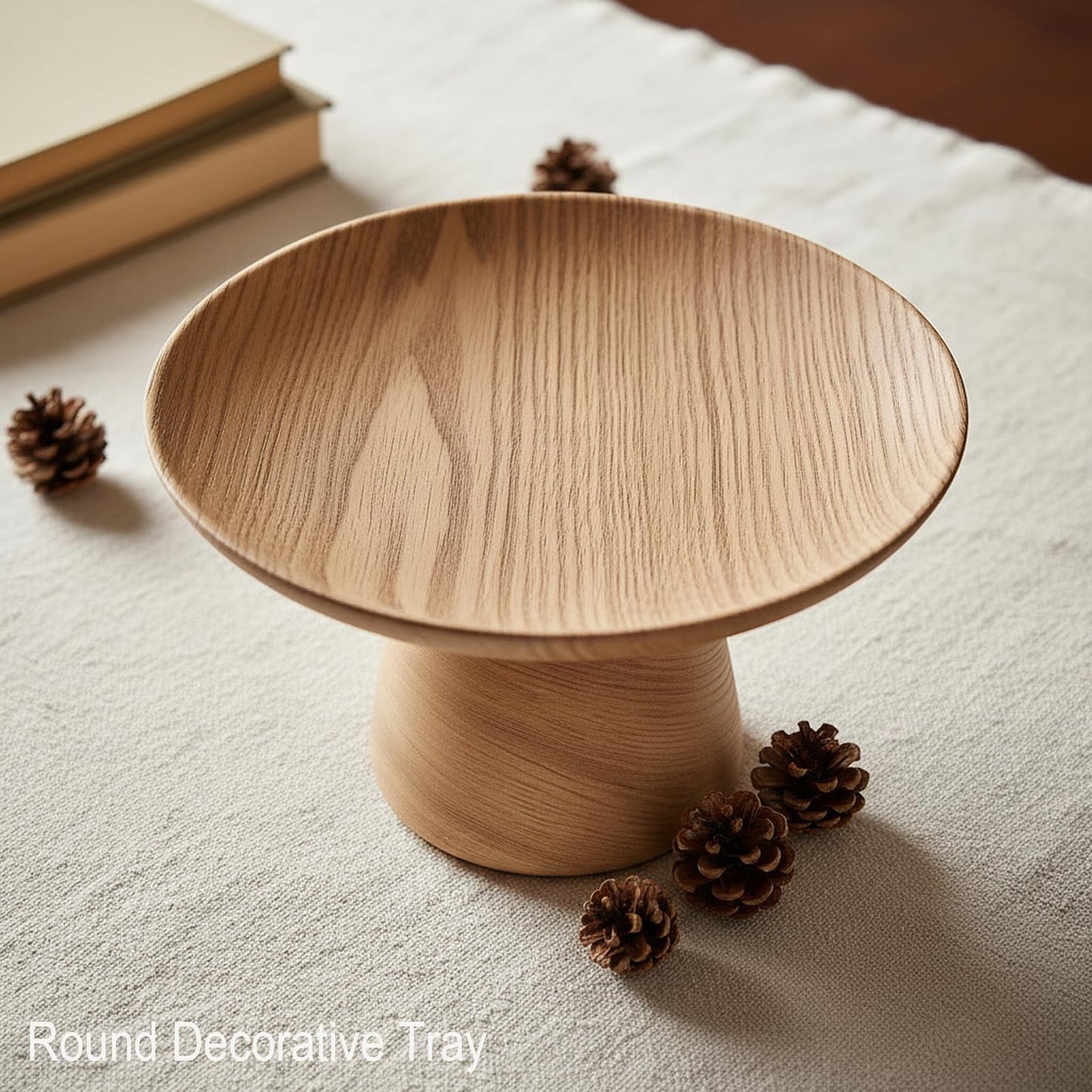 Braxio Faux Wood Decorative Bowl - Resin Pedestal Wood Grain Catchall Bowl for Entryway Keys, Coffee Table Decor, Living Room Centerpiece, Housewarming Gift 8.5 x 8.5 x 4.8 Inch