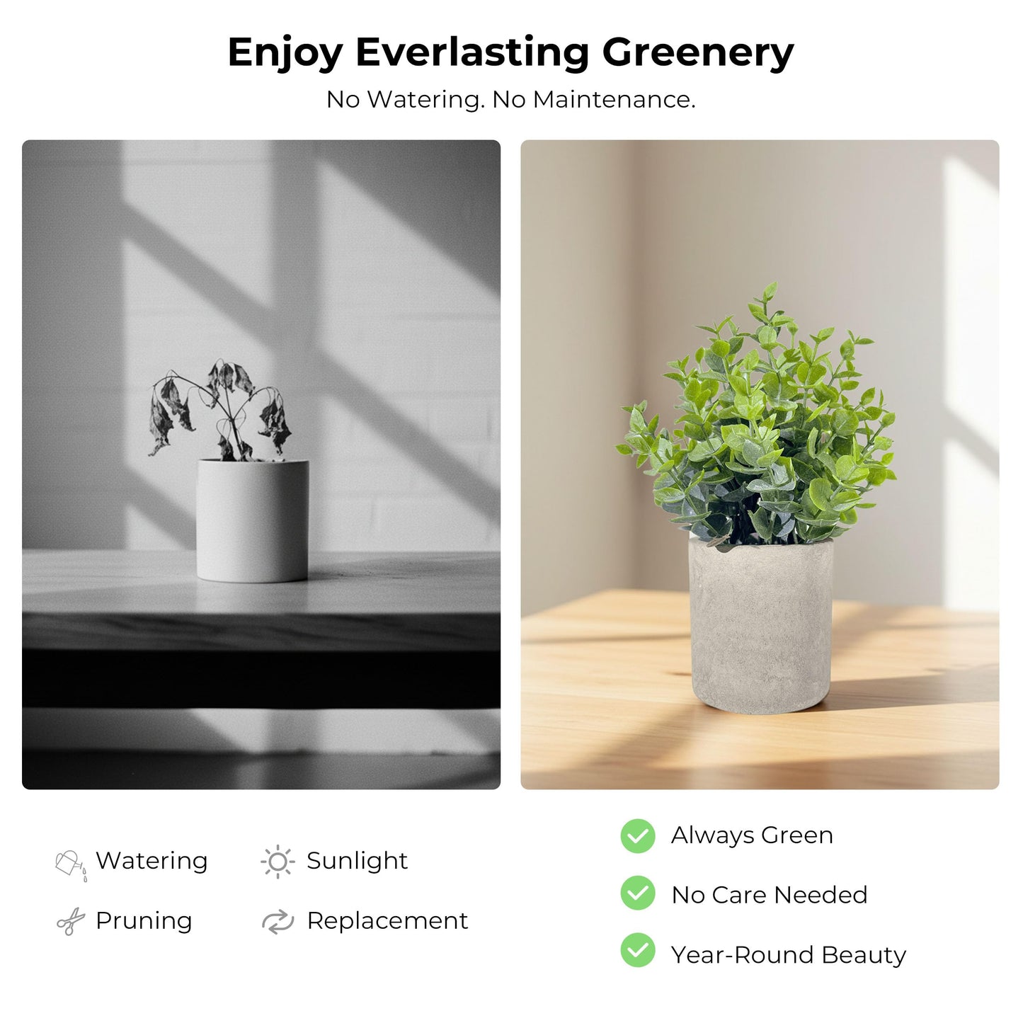 Sukoymi Small Artificial Plants in Pots, Faux Plants Indoor Small with Cement Pots for Desk, Shelf & Office Decor, Fake Plants Indoor Decorative Set of 4
