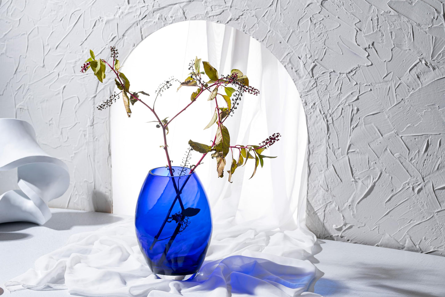 Barski Glass - Handmade - 10" H - (10 inches High) - Barrel Vase - Cobalt Blue - Made in Europe