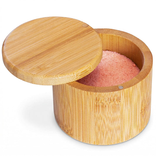 Totally Bamboo Salt Cellar with Swivel Lid - Wooden Salt Container, Bamboo Spice Box for Kitchen Countertop, Magnetic Closure, 6 Oz