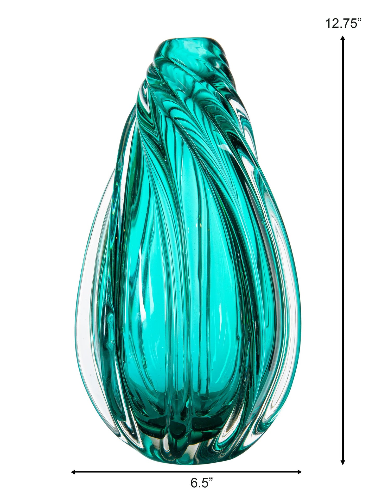 Dale Tiffany AV19233 Hand Blown Art Glass Vase, Aqua Swirl