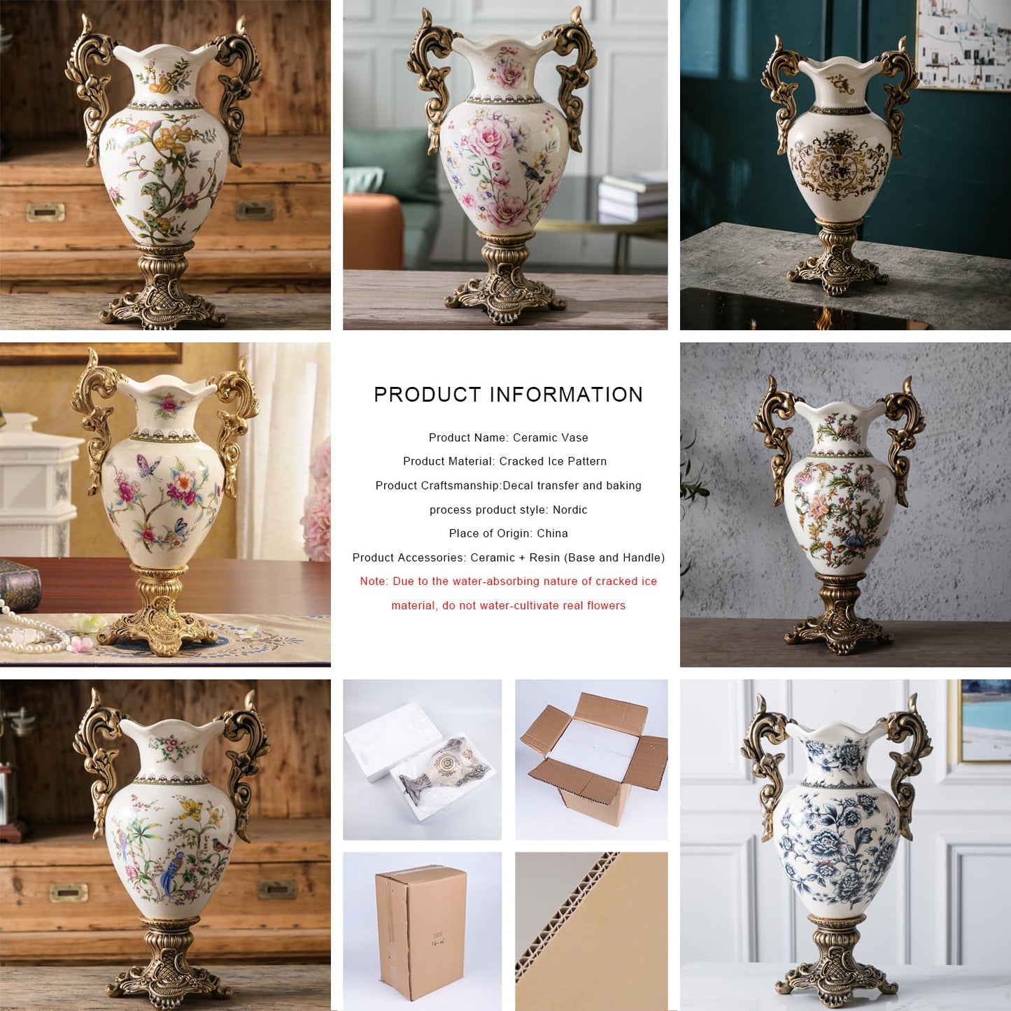 Tall Table Modern Vase,Large Ceramic Flower Vases for Shelf Home Decor,Creative Classic Pink Vase 16.5 inch,Sophisticated Vessel for Decorative Branches and Dried Flower. (Floral Fruity)