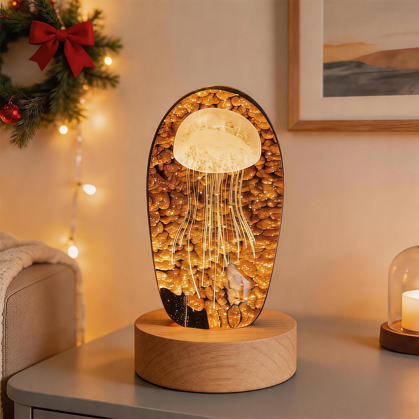 Bituulor Battery Power Led Light Stand for 3D Crystal Art Glass,Warm Light,Wood,4 inch