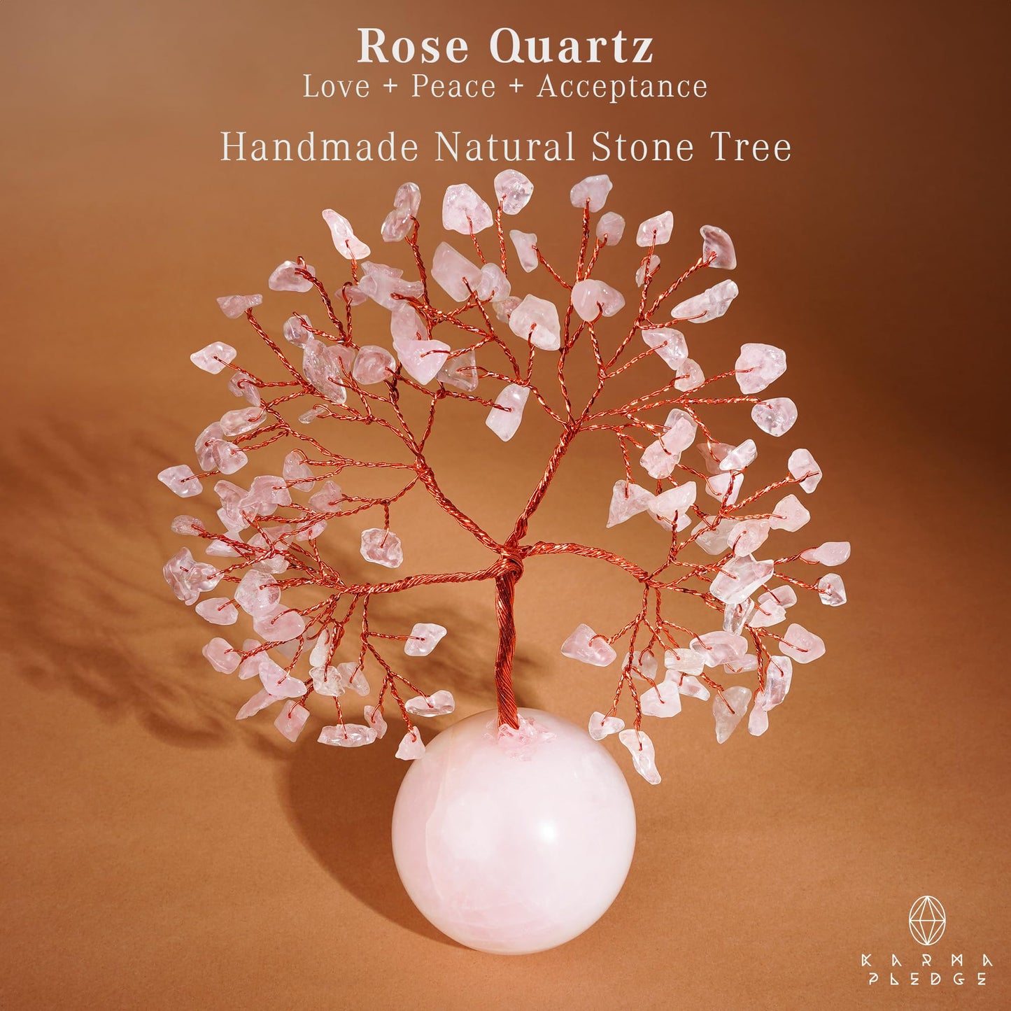 Rose Quartz Crystal Tree of Life Birthday Gifts for Women, Handmade Home Decor, Office, Room Decoration, Reiki Healing Crystal Chakra Tree for Money, Positivity, Good Luck Gifts for Her, Mom & Dad