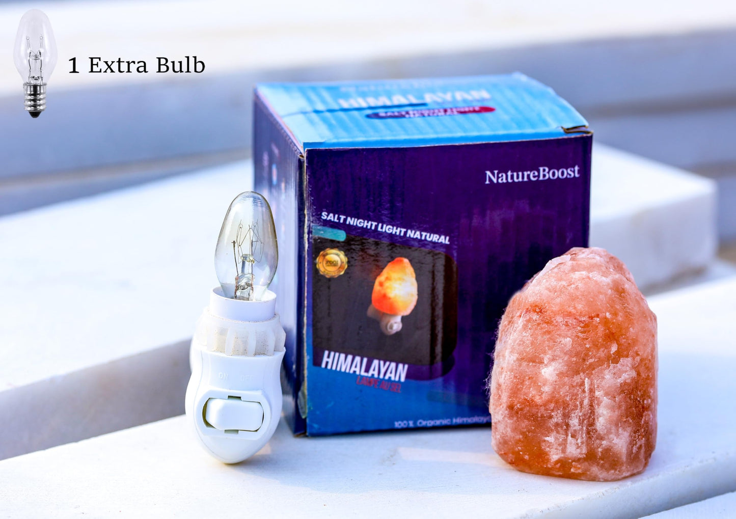 NatureBoost Himalayan Pink Salt Night Light – Natural Hand-Carved Crystal Rock Lamp Plug-in | Soothing Glow for Bedroom, Hallway, Bathroom | Includes Bulb | Unique Gift for Home & Wellness 1 Pack