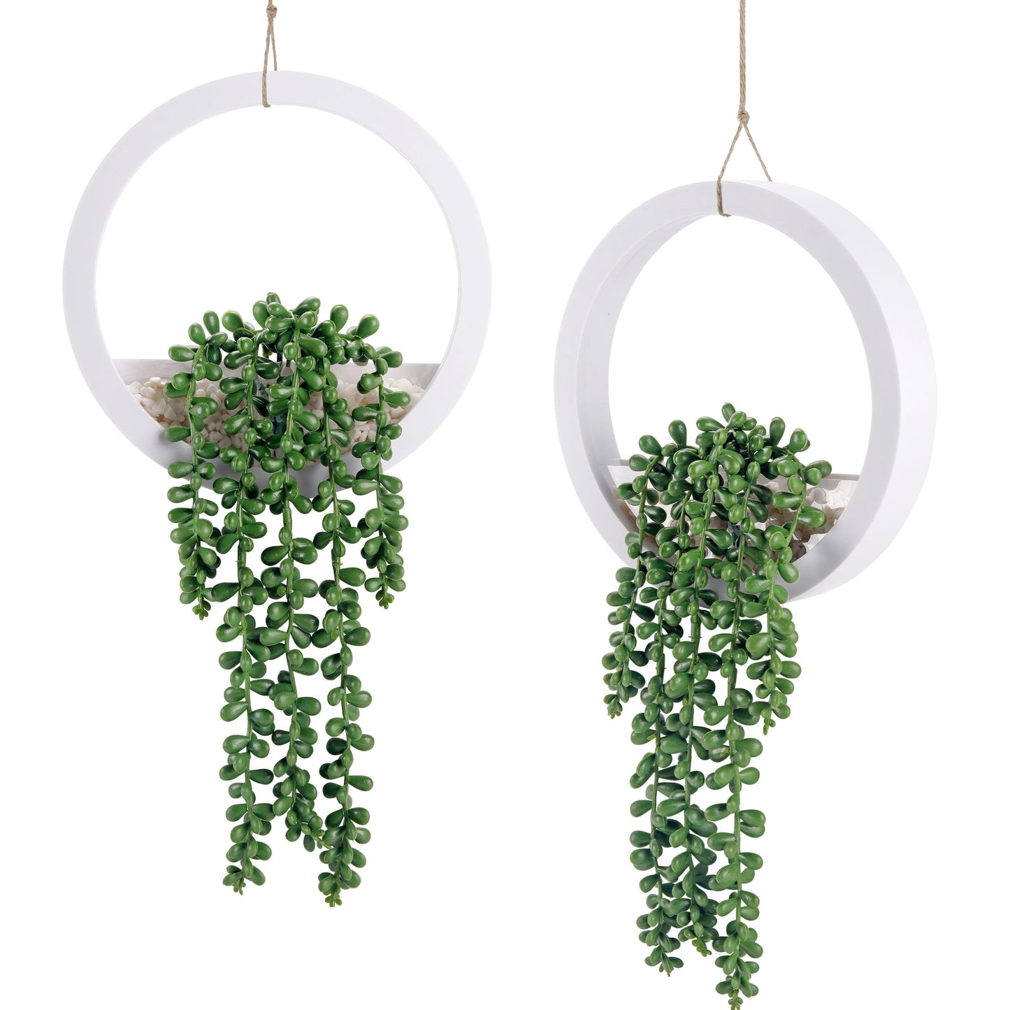 Der Rose Bundle of 2 Pcs Hanging Fake Plants and Set of 2 Fake Succulents Plants for Indoor Outdoor Home Bathroom Boho Wall Decor