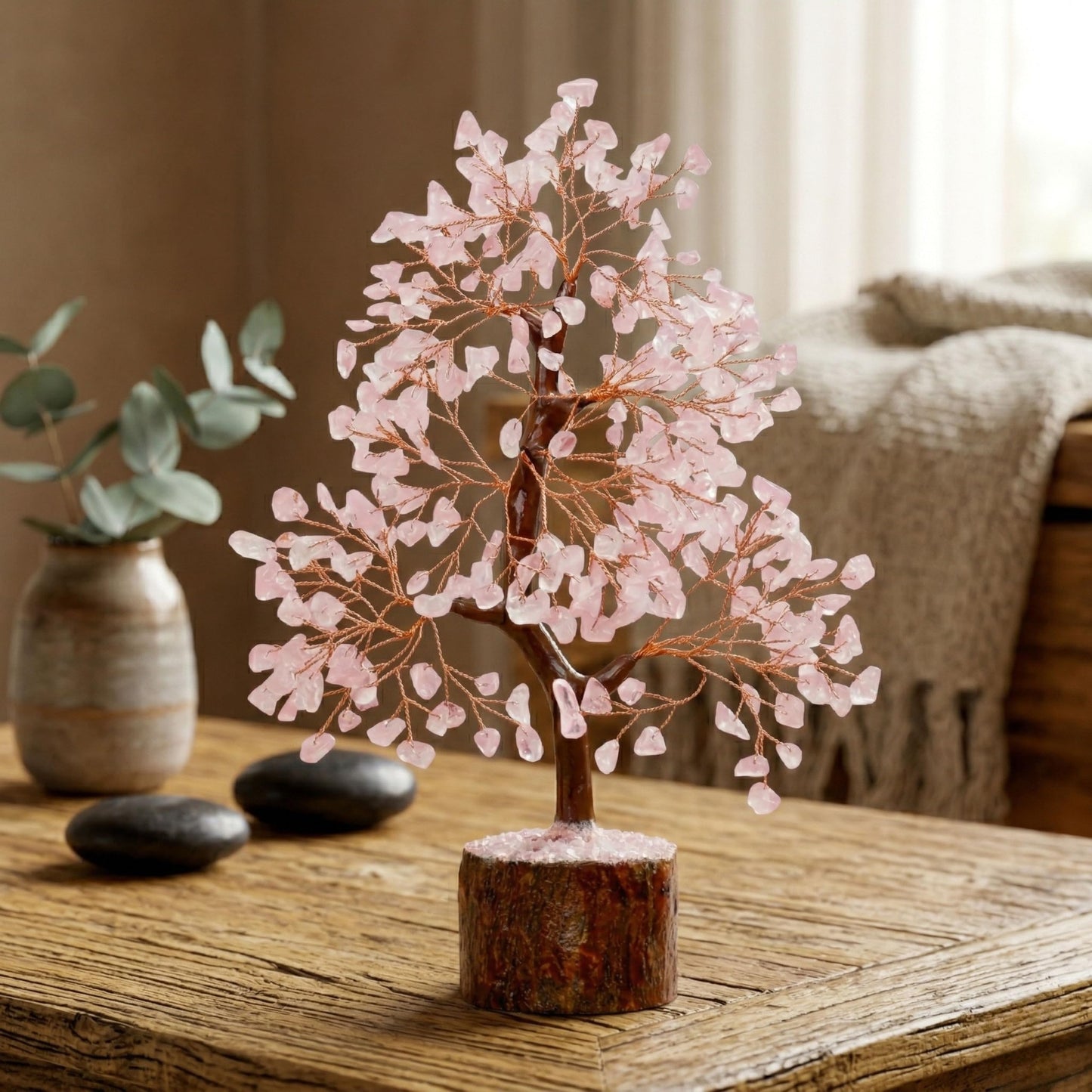 THE Unltd India Rose Quartz Crystal Tree of Life – Healing Pink Gemstone Bonsai, Love & Positive Energy, Birthday Gift for Women, Mom, Sister, Girlfriend - Positive Energy Gift for Women