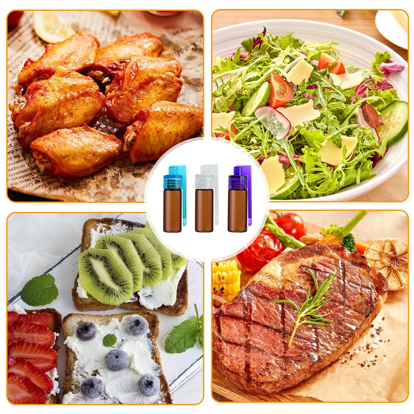 6Pcs 5ml Mini Glass spice containers, Portable Brown Glass Spice Containers for Travel Camping Picnic Daily Kitchen Use