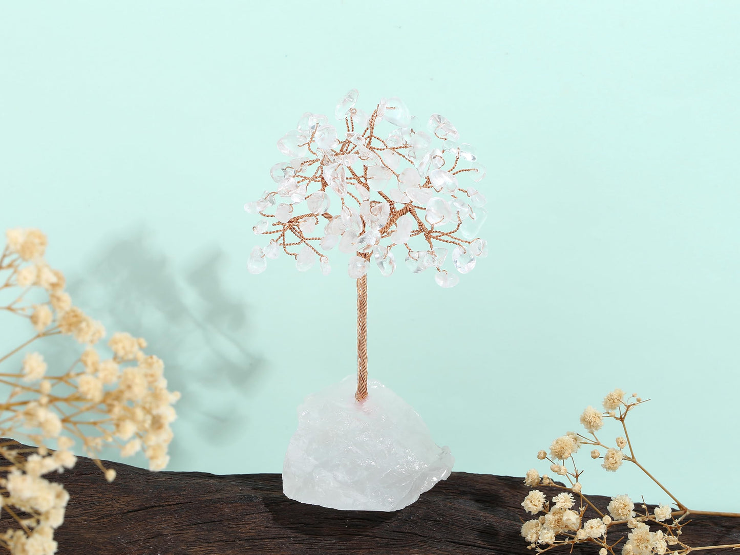YATOJUZI Natural Clear Quartz Crystal Tree Office Desk Decor Cubicle Decorations Meditation Accessories Money Fengshui Trees of Life Gifts for Women 3.93"-4.52"