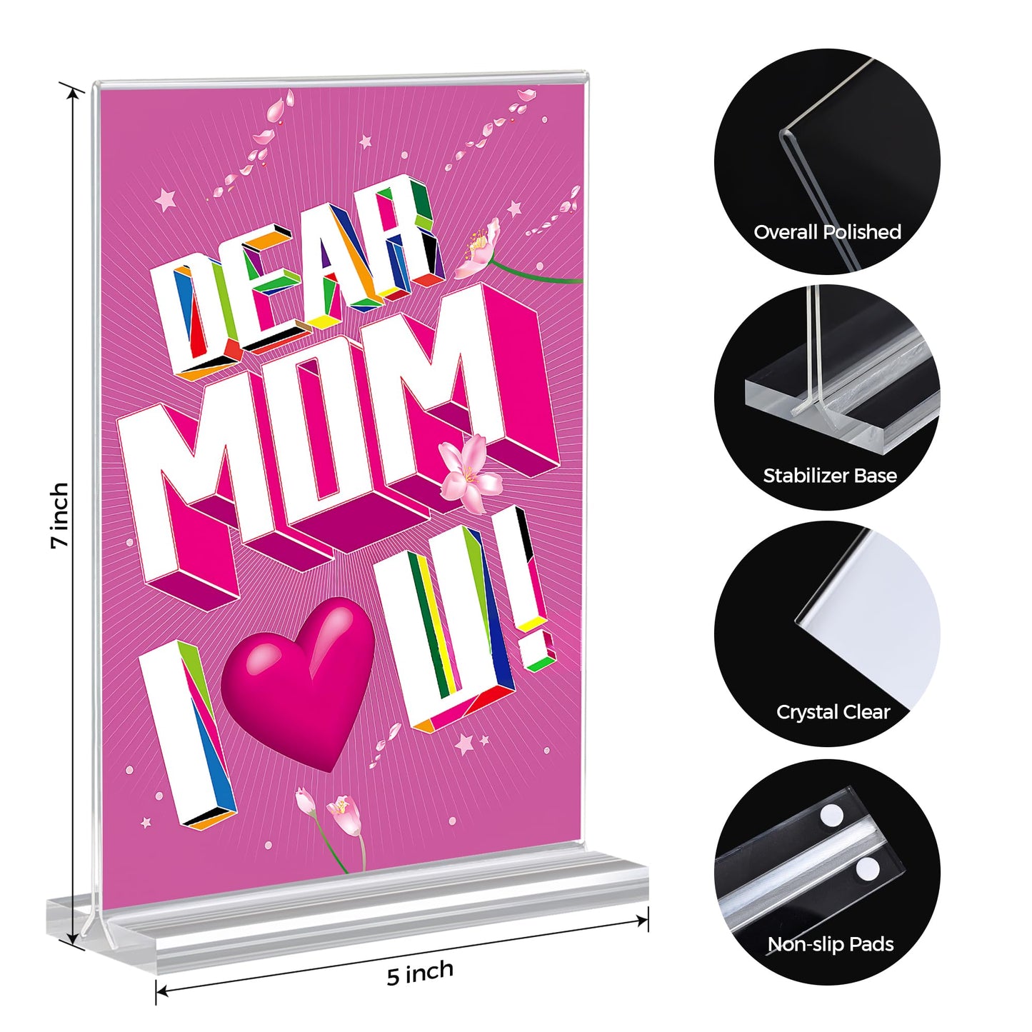 12 Pack Acrylic Sign Holder 5 x 7, Double-Sided Clear Sign Holder Plastic Stands for Display, T Shape Acrylic Table Sign Stands for Office Store Restaurants Wedding Party Decoration