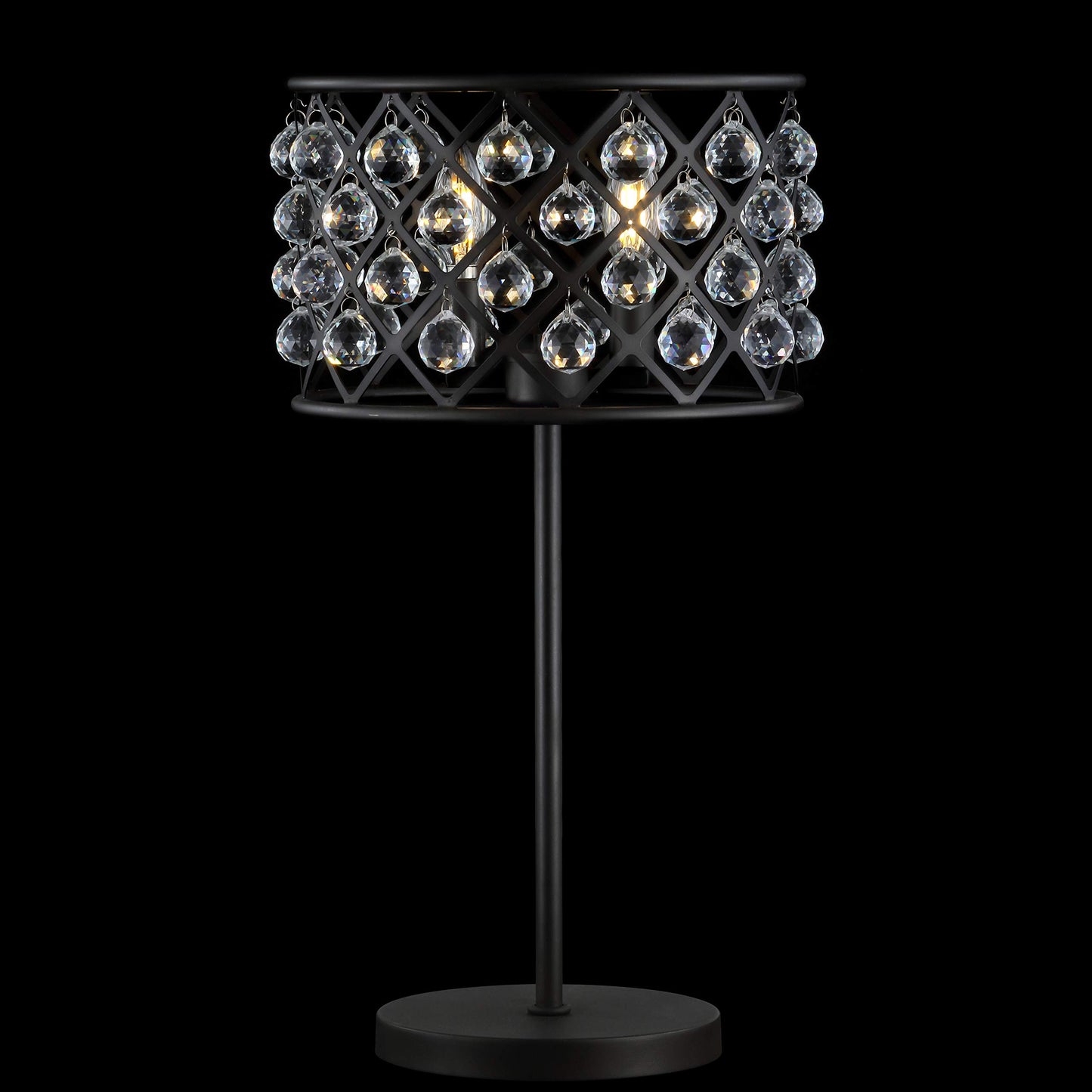 JONATHAN Y 22.5" Oil Rubbed Bronze 2-Light Crystal and Iron Table Lamp, Modern Glam Bedside Nightstand Lamp with Clear Crystal Spheres, UL Listed, LED Bulbs Included JYL9022A