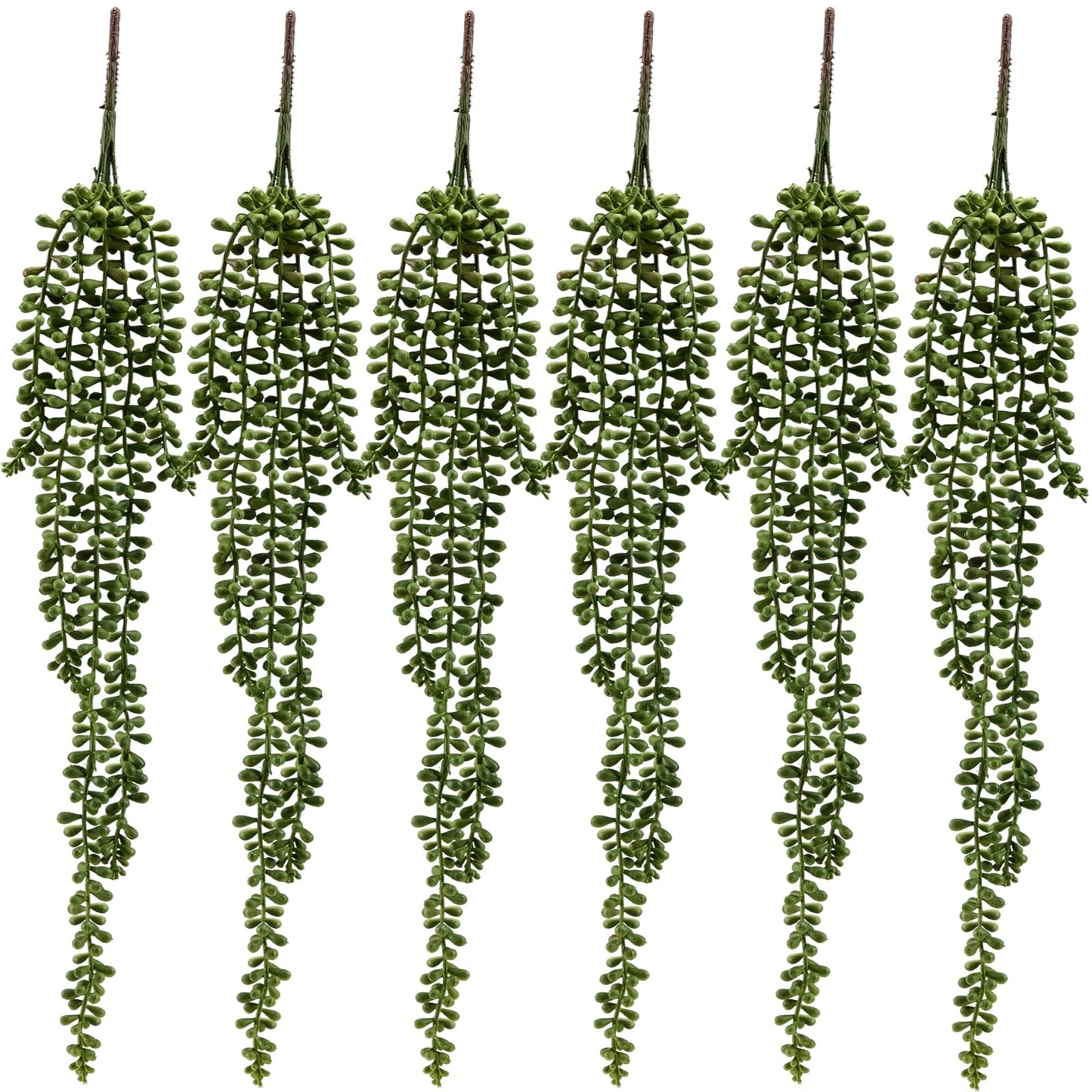 Amore Florals 6 Pcs Succulents Plants Artificial Hanging Plants-String of Pearls Faux Greenery,Fake Succulents Hanging Plant for Home Backdrop Garden Indoor/Outdoor Wall Decor