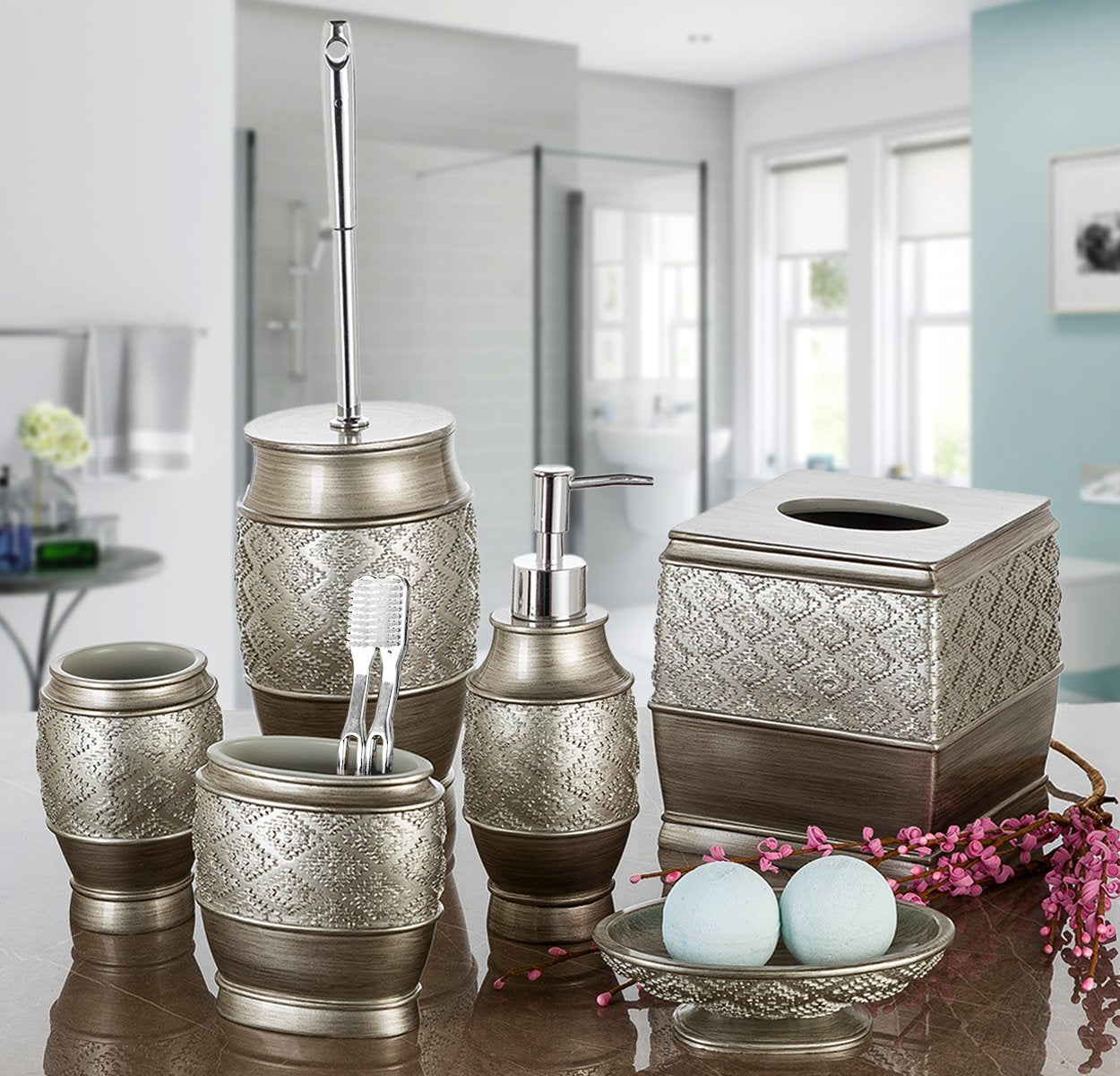Dublin Silver Square Resin Tissue Box Cover