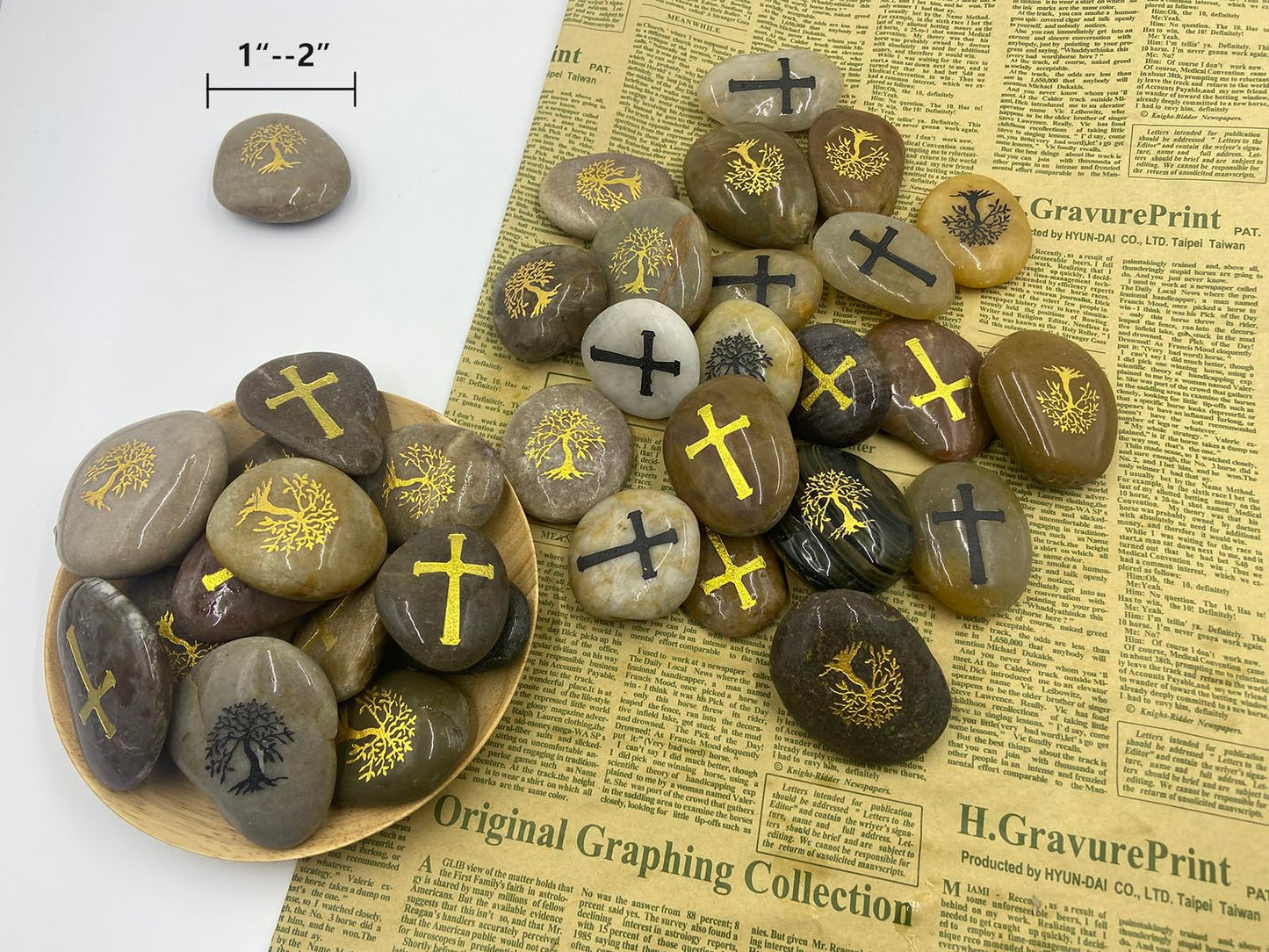 Majorhouse 52pcs Engraved Inspirational Stones,Pocket Words Stone River Rock,.Blessing Gifts Faith Stones,Encourage Stones for Family and Friends. Life Tree Cross