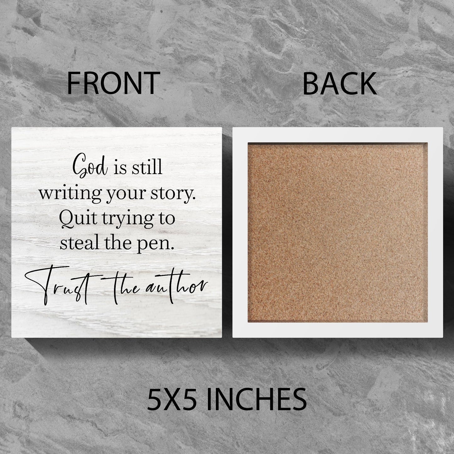 Zyzmasm Bible Verse Decor Box Sign for Home Church, God Is Still Writing Your Story Trust the Author, Christian Wooden Sign 5x5 Inches
