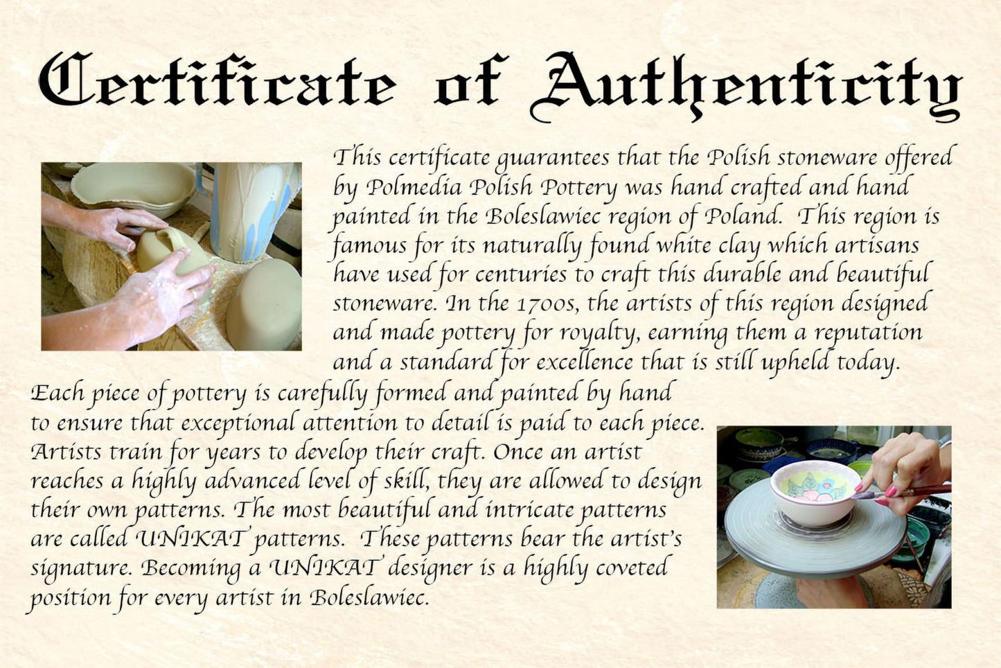 Polmedia Polish Pottery Star Shaped Bowl 7-inch - Peacock Leaves Pattern Handmade in Boleslawiec Poland by Ceramika Artystyczna + Certificate of Authenticity