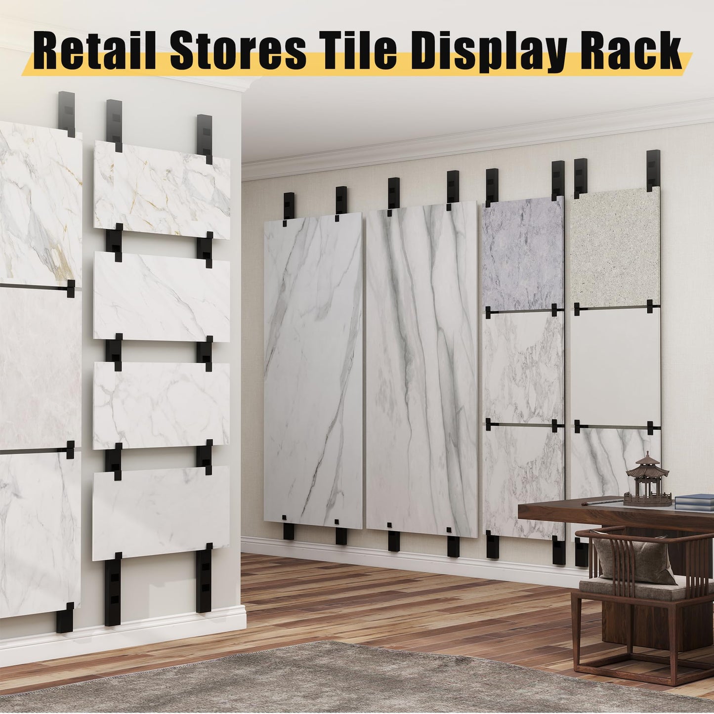 lukar Tile Board Display Rack, Wall Mounted Tile Display Rack, Tile Sample Organizer, Tile Display Stand for Retail Stores,Trade Show,Vendor Booth Display Items Large Format Tile Sample Storage