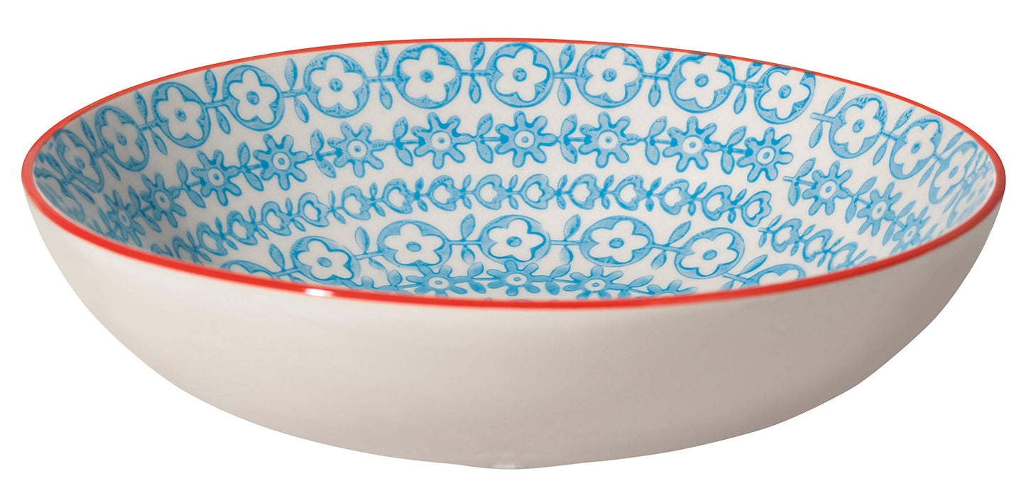 Bloomingville Ceramic Pasta Bowls Carla Express - Colorful Serving Dish Dia 7.5'' H 2'', Blue, Stoneware, 19.25 fl oz