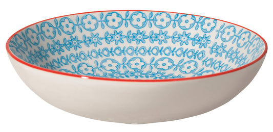 Bloomingville Ceramic Pasta Bowls Carla Express - Colorful Serving Dish Dia 7.5'' H 2'', Blue, Stoneware, 19.25 fl oz