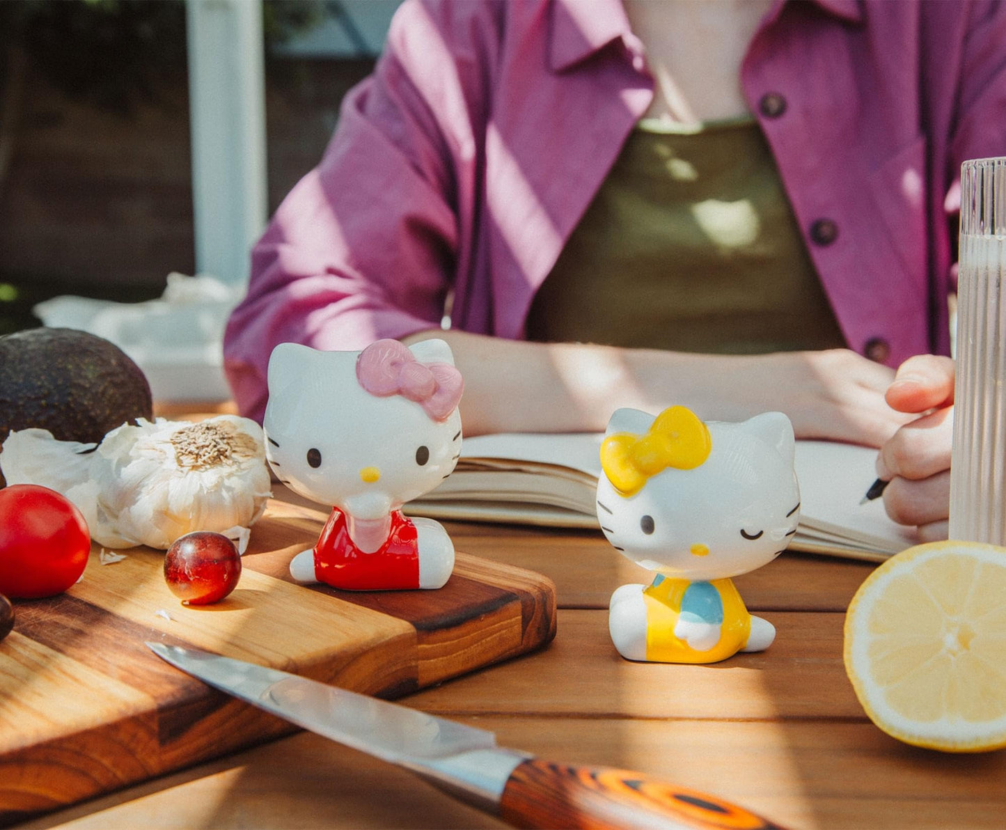 Sanrio Hello Kitty and Mimmy Ceramic Salt and Pepper Shakers, Set of 2 | Spice Dispenser Storage Canisters