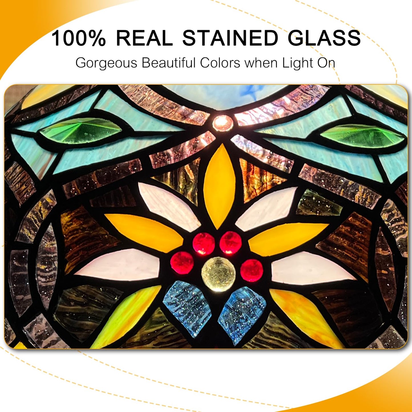 Capulina Tiffany Lamp Sunflower Stained Glass Table Lamp 12x12x19 Inches