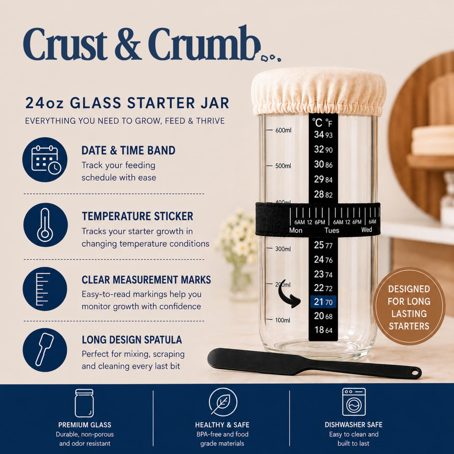 Complete Sourdough Starter Kit, 2 Bannteon Bread Proofing Baskets 9" & 10", UFO Bread Lame, Food Scale, Starter Jar, Silicone Baking Mat, Stainless Steel Dough Scraper and Flour Sifter, Recipes