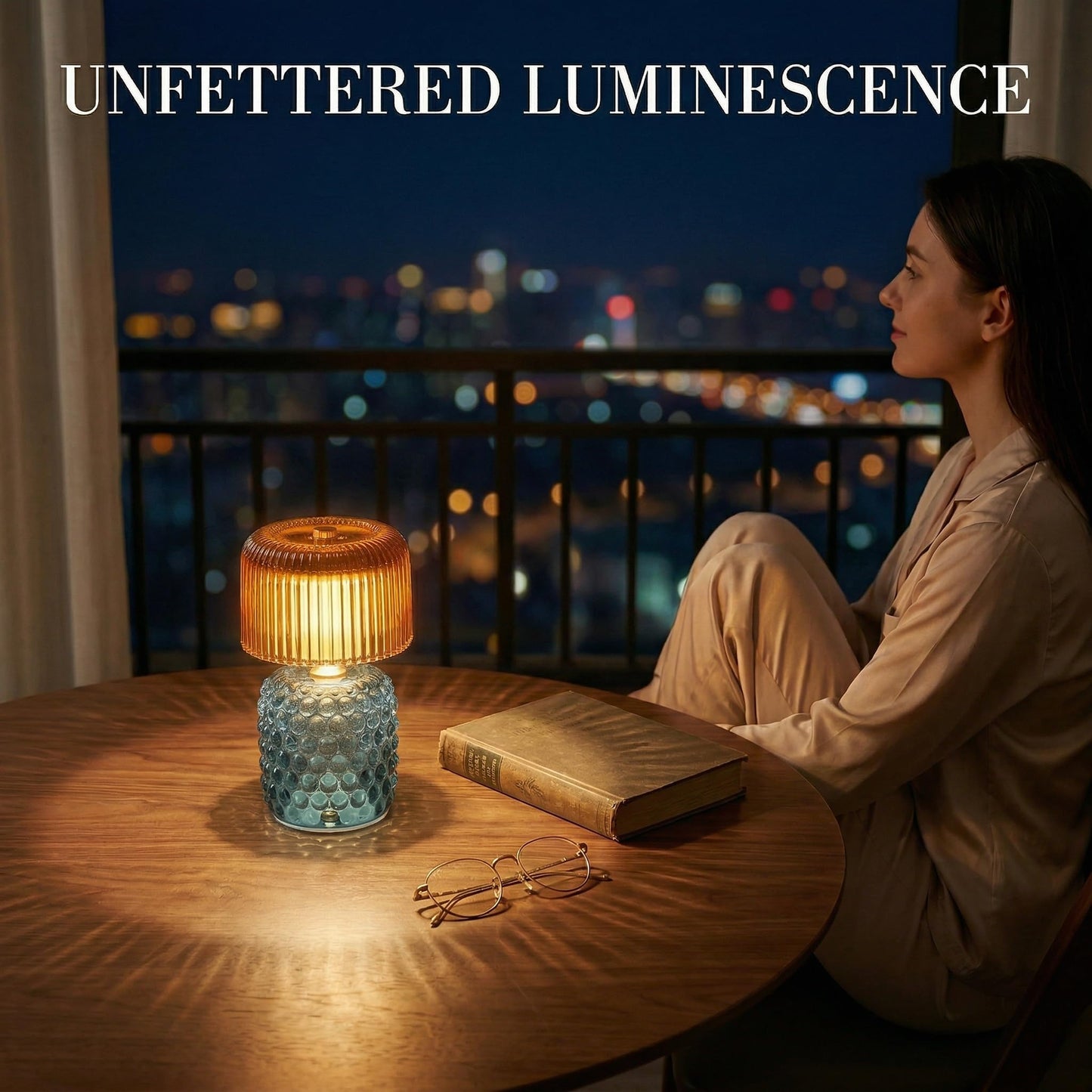 XSSDPDC Battery Operated Table Lamp with Timer, Cordless Glass LED Night Light, Decorative Small Lamp for Bedroom Nightstand Living Room Entryway Stairway