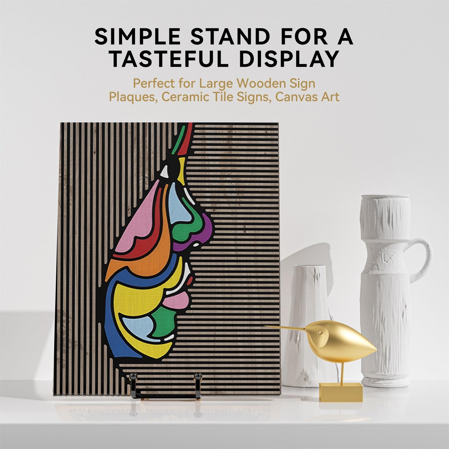 IPAME 16 Inch Heavy Duty Plate Stand (2 Pack) - Metal Display Easel for Large Plates, Picture Frames, Signs, Posters, Decorative Platters