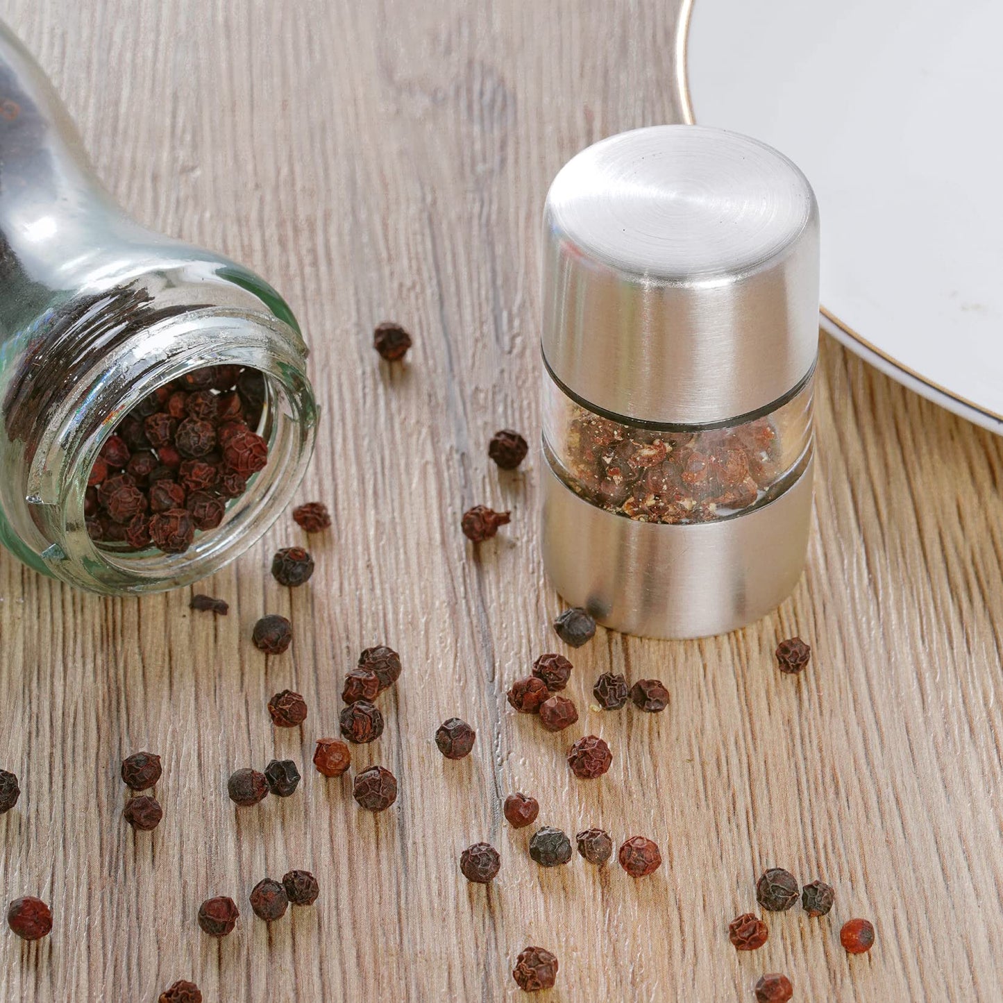 Miayon 4Pcs Mini Salt and Pepper Grinder Shakers for Home Restaurant Camping Travel