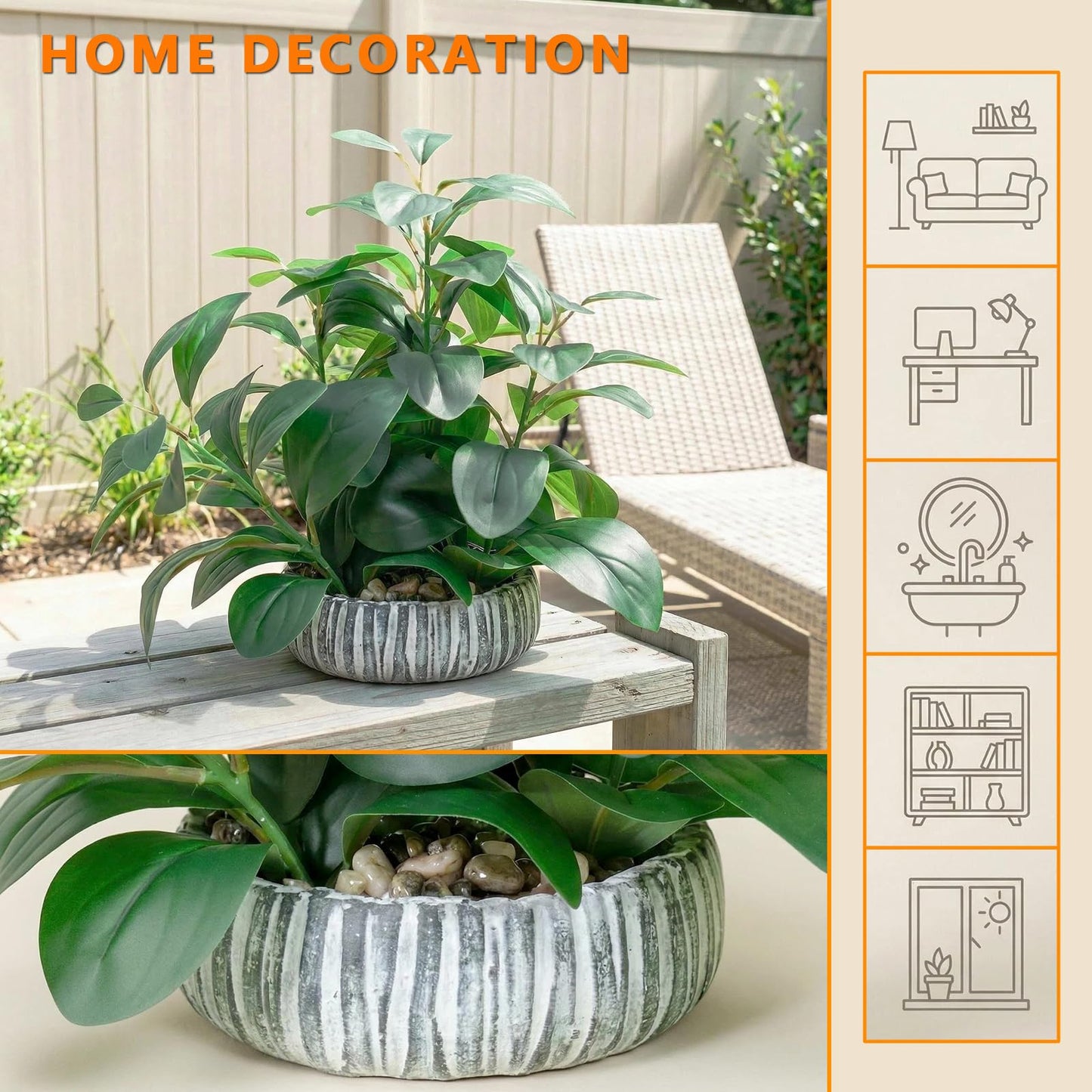 CDJZDGD Artificial Succulents Plants Decor Fake Succulent Potted Faux Greenery Farmhouse Home Decor Realistic Lifelike Fake Plant for Bathroom Bedroom Kitchen Office Desk Shelf Decorative Centerpiece