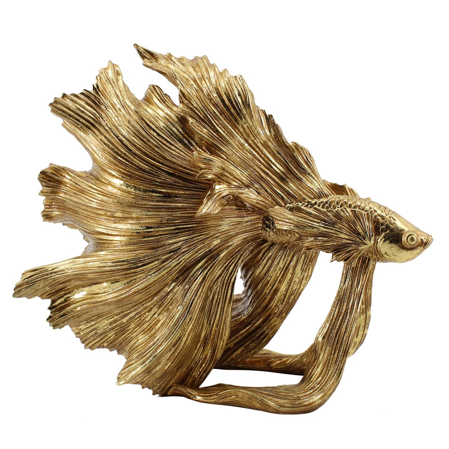 Guichifun Collectible Figurine Goldfish Statue Decor - Betta Sculpture Decoration Luckly Wealth Resin Fish Figurines Office Shelf Sculpture Home Decor Birthday Gifts for Father 14 X 6 X 13 inch