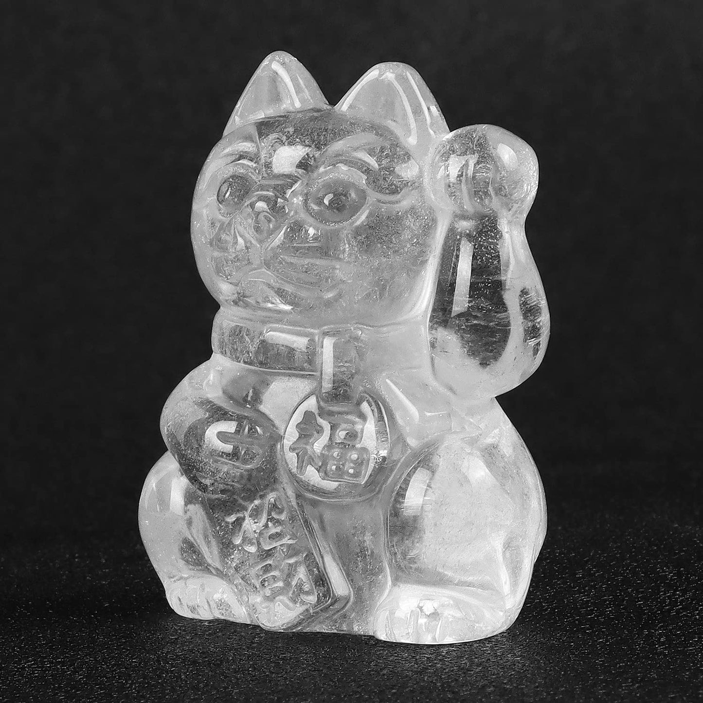 Artistone Clear Quartz Crystal Maneki Neko Money Feng Shui Fortune Lucky Cat Collectible Figurine Gemstone Sculpture for Attract Wealth Good Luck Home&Shop Decorations