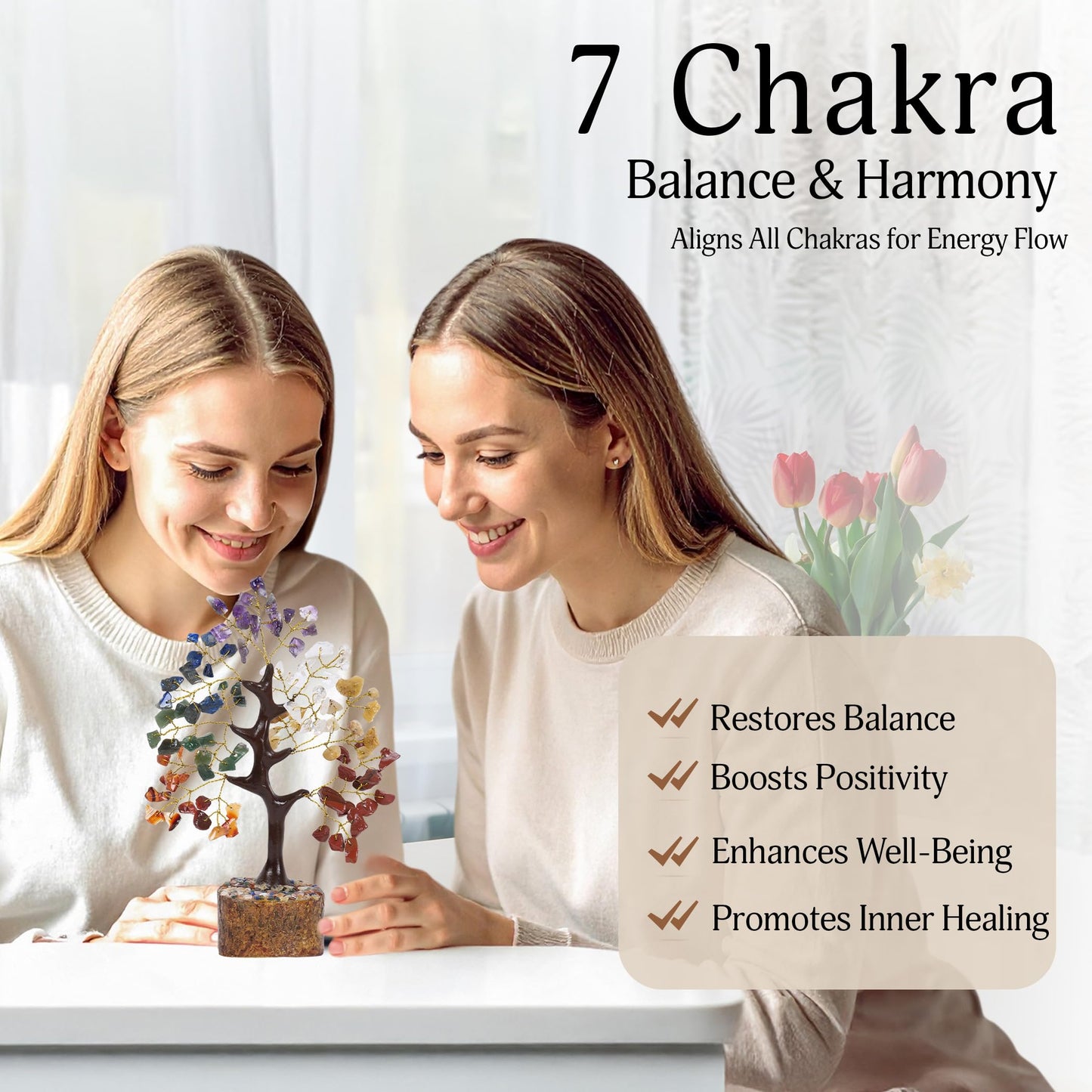 YATSKIA 7 Chakra Tree of Life, Gemstone Tree, Birthday Gifts for Women, Crystal Home Decor, Healing Crystals Room Decor, Ornaments for Living Room, Crystal Gifts for Women, Good Luck Gifts