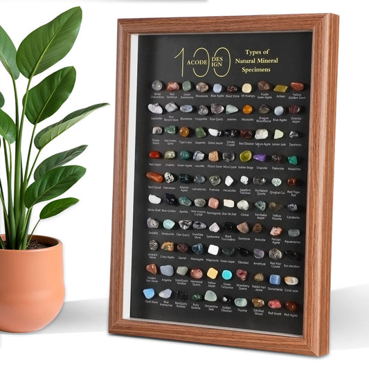 DoubleFill 100 Pcs Crystals and Healing Stones Bulk Natural Mineral Specimen Shadow Box Polished Multicolor Healing Stone Set Collection for Home Decoration and Gift Giving