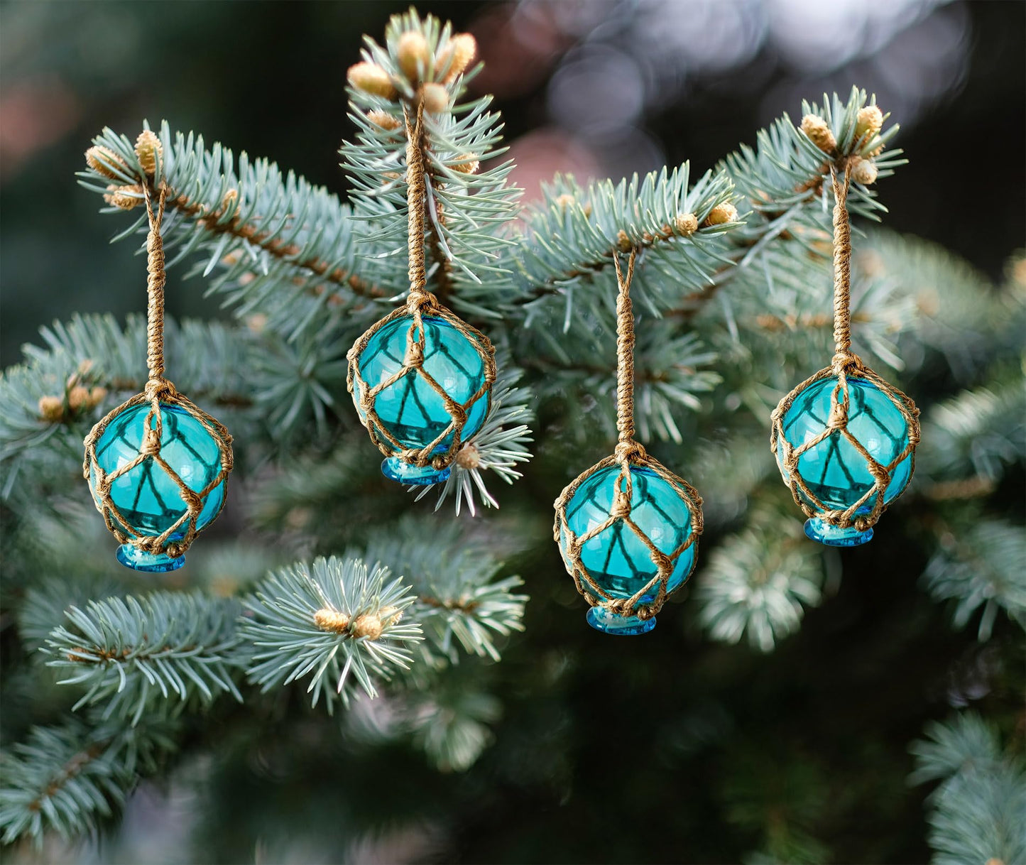 SAILINGSTORY Glass Fishing Float Buoy Ball Beach Ornaments 2" Blue 6 Pack