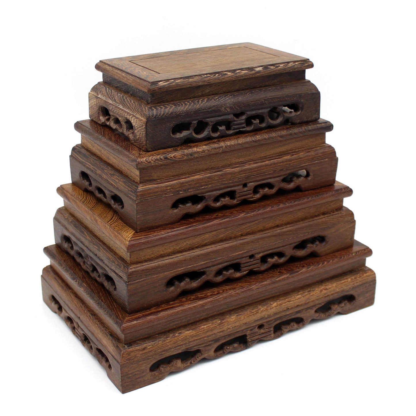 CVHOMEDECO. Primitives Rustic Rosewood Rectangle Display Stand Vase Pot Base Fishbowl Pedestal Stand. (8-1/2 Inch)