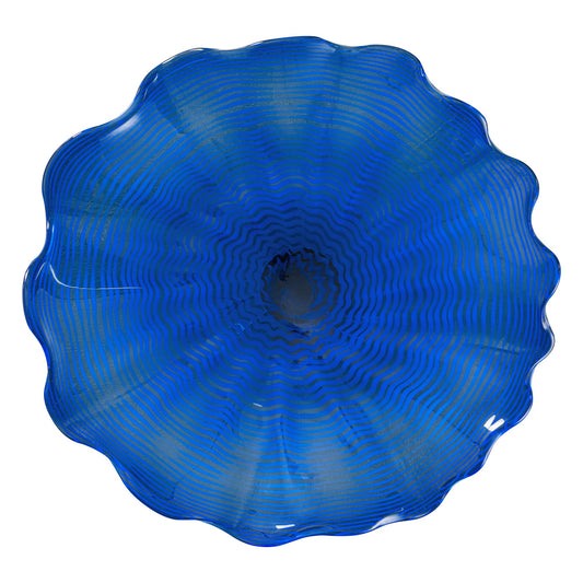Art Glass Wall Decor Plate, Unique Glass Plate Wall Art, Blue Murano Glass Wall Decoration Plate for Kitchen, Staircase, Dining Room, Hallway