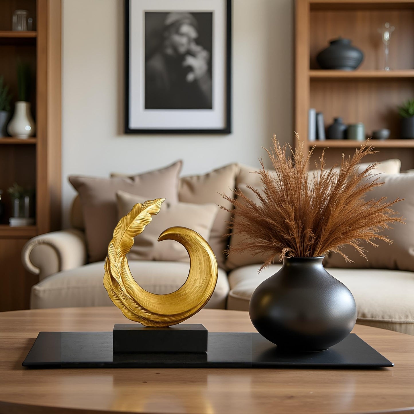 XYQXYQ Abstract Art Sculpture, Resin Gold Decorative Statue, Modern Blue Ornaments for Living Room, Decorativas Modernas for Coffee Table/Entryway/Office Collectibles (Gold)