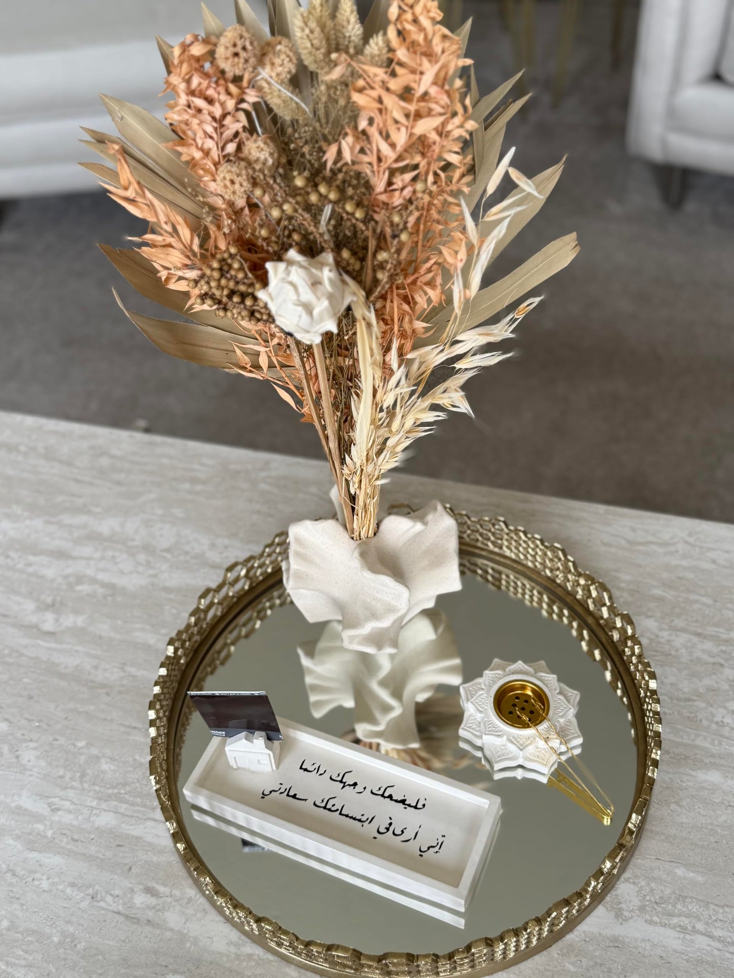 Modern Oasis Small White Coral Ceramic Vase Modern Nordic Boho Minimalist Decor for Flower Pampas Grass Home Office Living Room Table Top Centerpiece Off White