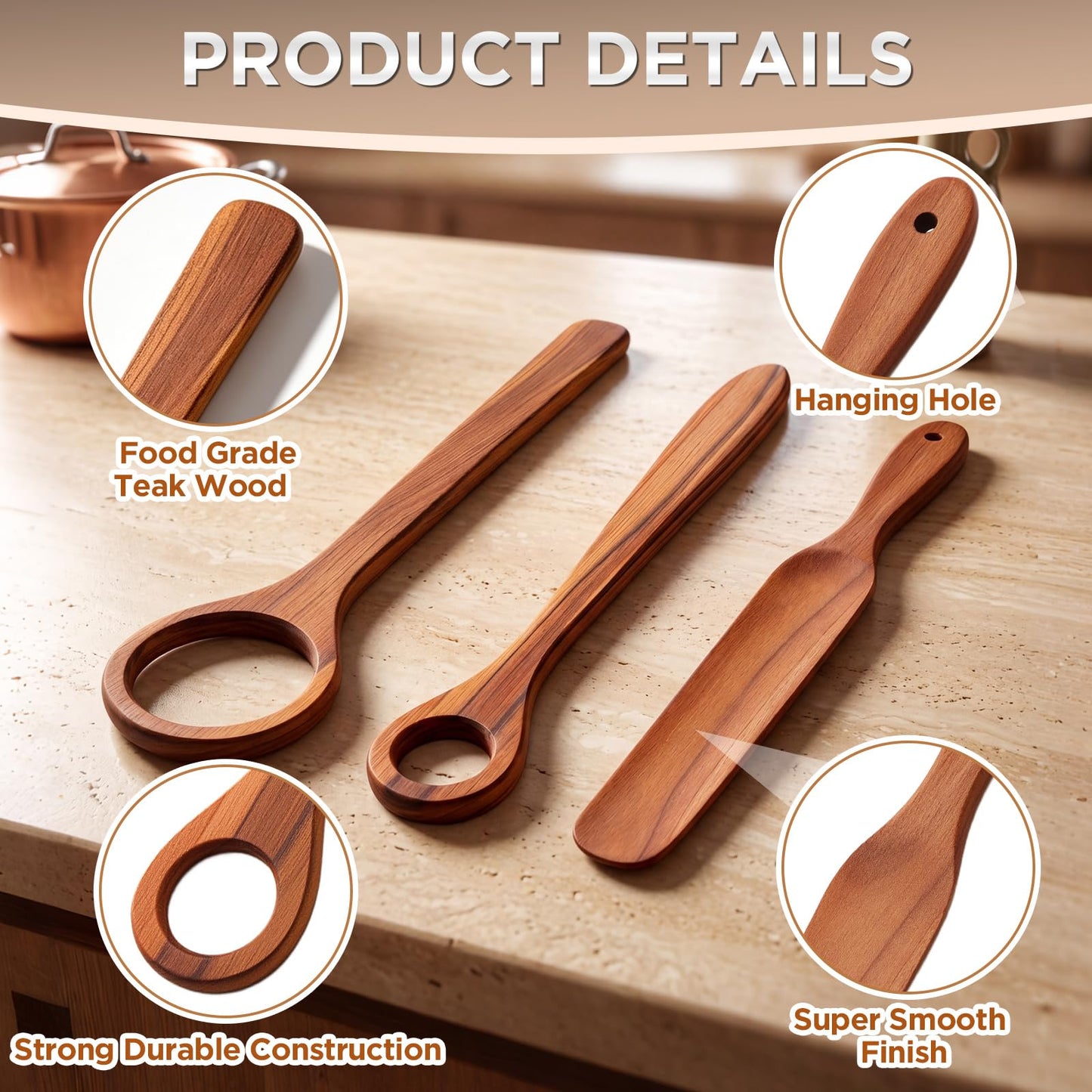 SiliFine 3 Pcs Danish Dough Whisk Set, Natural Teak Wood, Includes 2 Danish Dough Whisks and 1 Skinny Spurtle for Sourdough Starter Bread, Kitchen Baking Kit for Mixing Sourdough, Egg, and Flour
