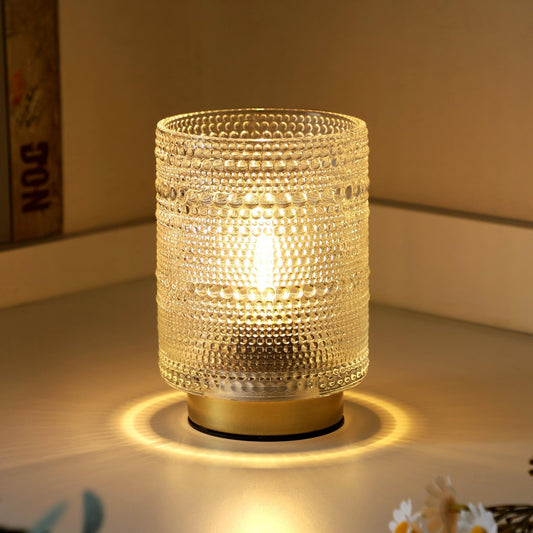 Small Battery operated Lamp with Timer for Bedside/Coffee Table/Book shelf Decor,Cordless Aesthetic Lamps with Warm Moody Lighting for Home Decor/Dorm/Entryway/Cubicle/Bathroom/ Patio Decor(Clear)