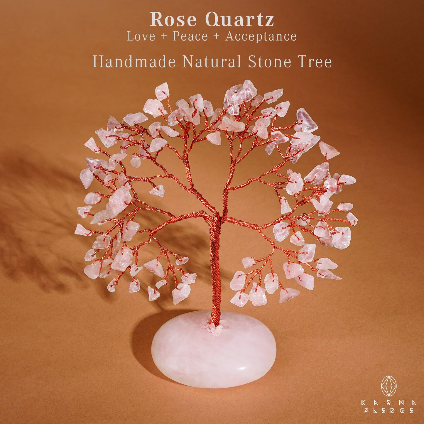 Rose Quartz Crystal Tree of Life Birthday Gifts for Women Mom Sister Friends, Feng Shui Chakra Tree for Positive Energy, Good Luck, Money, Reiki Healing, Aesthetic Home Office Desk Room Table Decor