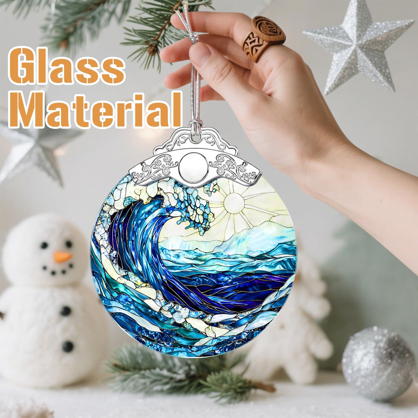 Christmas Ornaments, Christmas Tree Decorations, Keepsake Ornaments, Holiday Decor, Holiday & Xmas Gifts, Gifts for Ocean Lovers & Nature Lovers - Ocean Waves-Theme ﻿