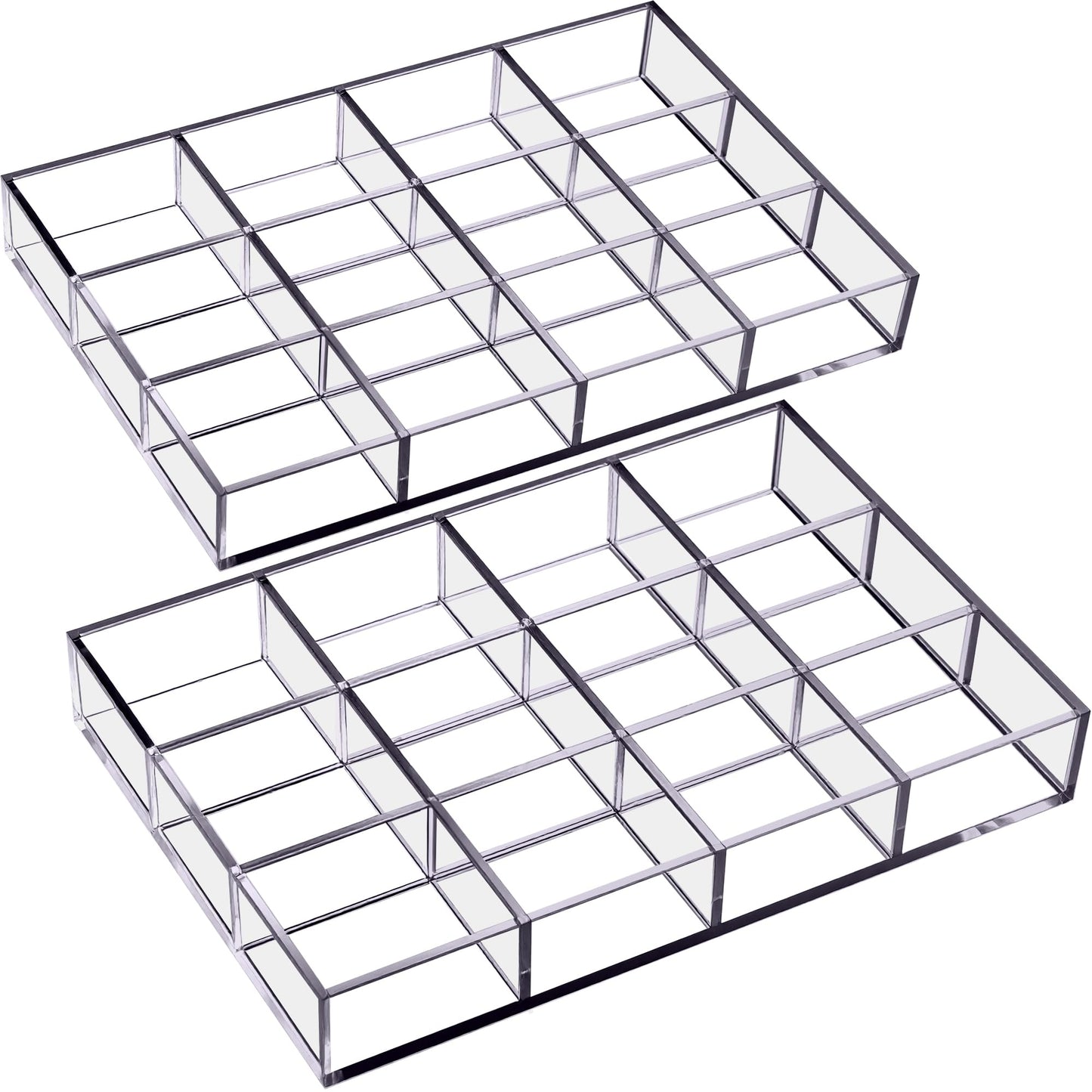 Amazing Abby - Ruby - 2-Pack Acrylic Earring Organizer, Plastic Jewelry Tray, Earring Case, Trinket Tray, Ring Holder, Perfect Storage Solution for Earrings, Rings, and More