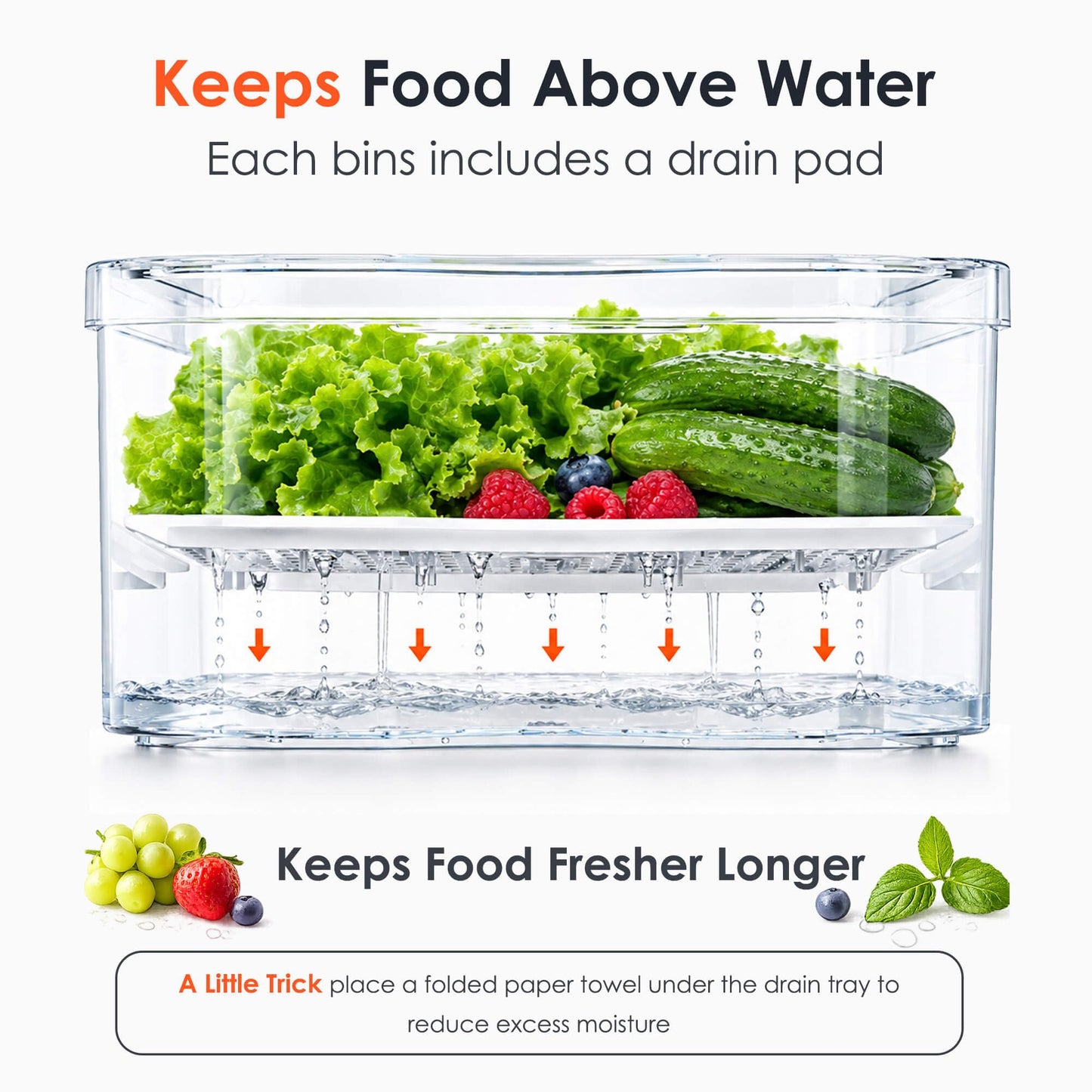 SMRCAD Fridge Organizers and Storage, 6 Pack Clear Freezer Organizer Bins with Lids for Kitchen, Pantry, Refrigerator, Food, Fruit, Vegetable Storage
