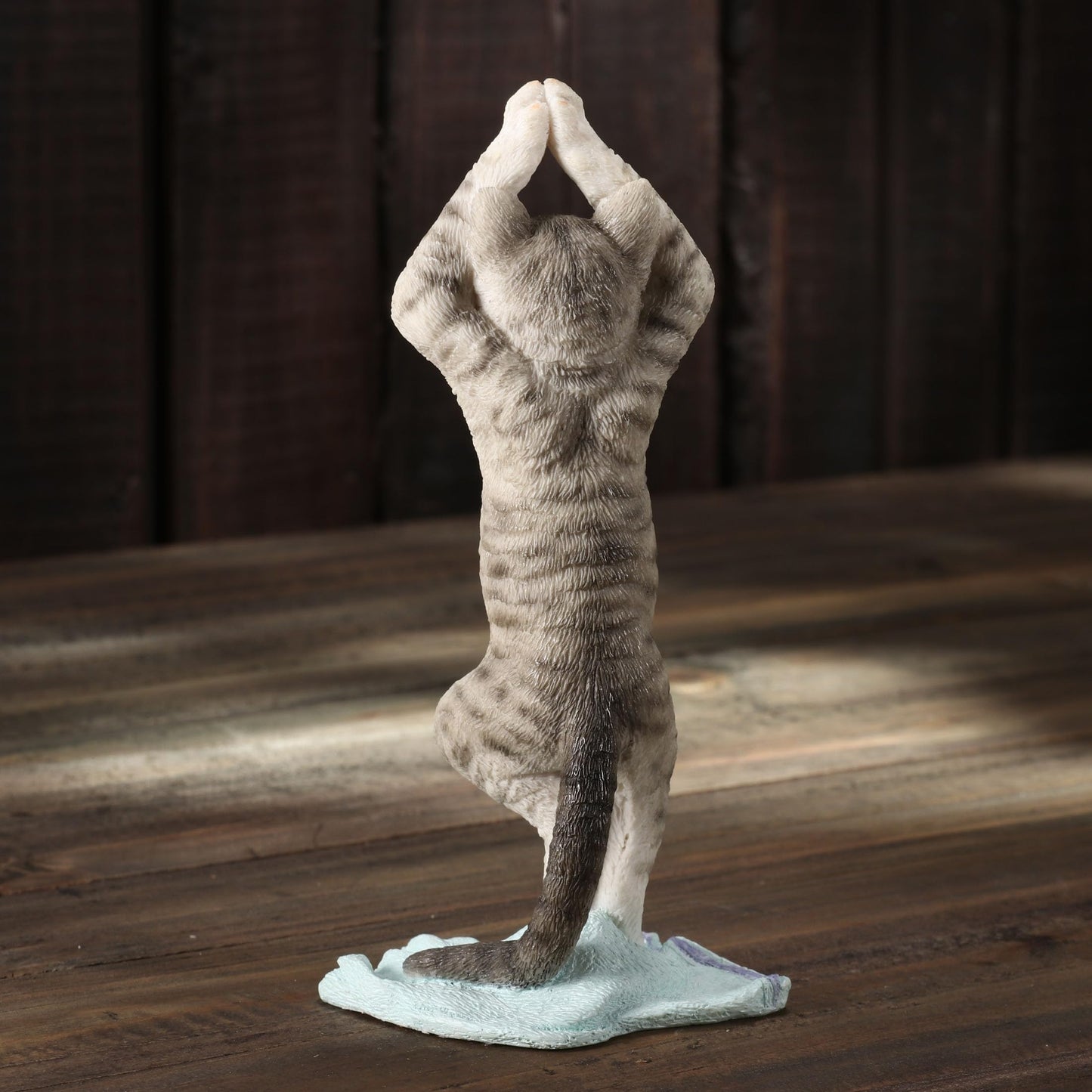 Veronese Design 5 7/8 Inch Stripe Tabby Yoga Cat Tree Pose Resin Animal Figurine