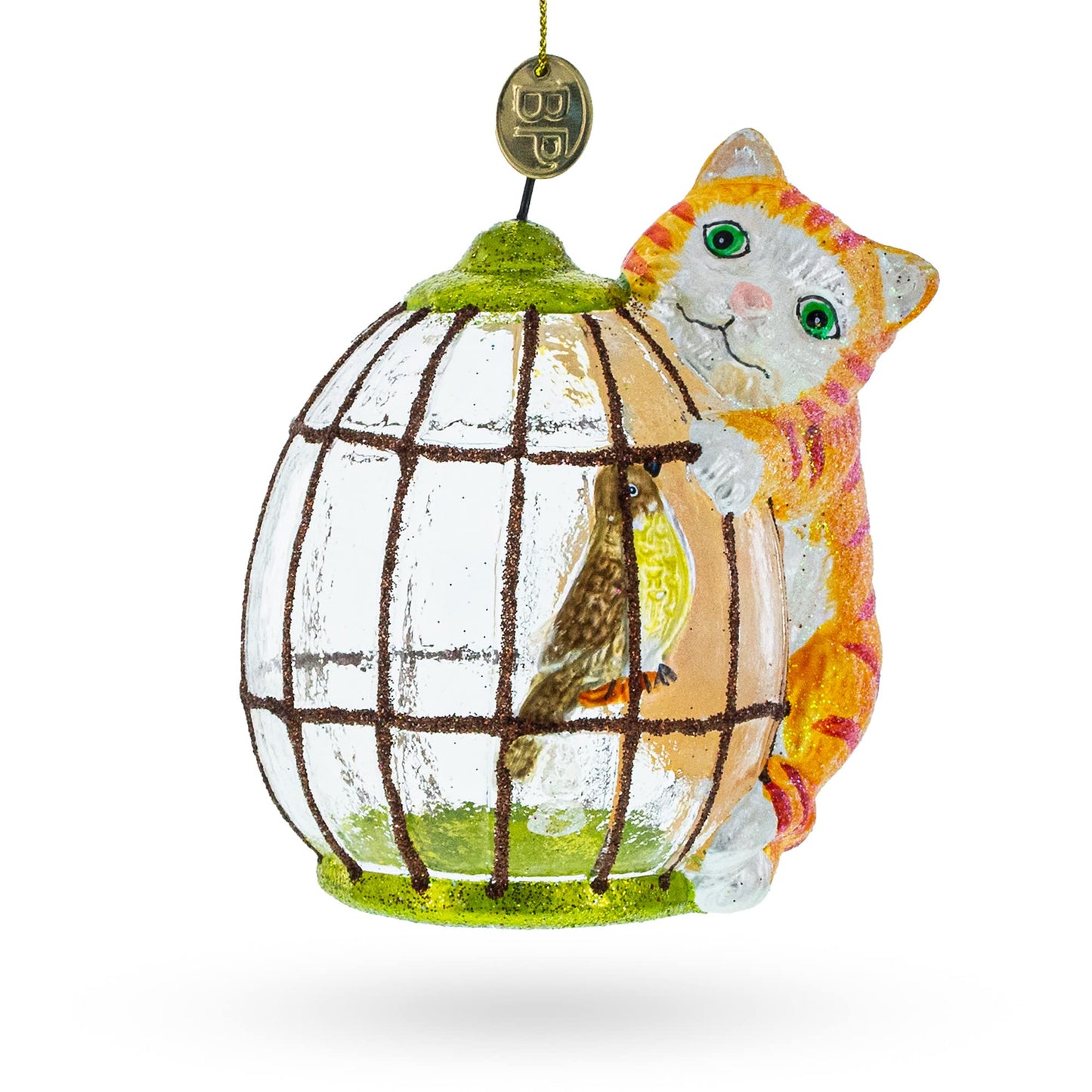 Japanese Lucky Maneki Cat Glass Christmas Ornament